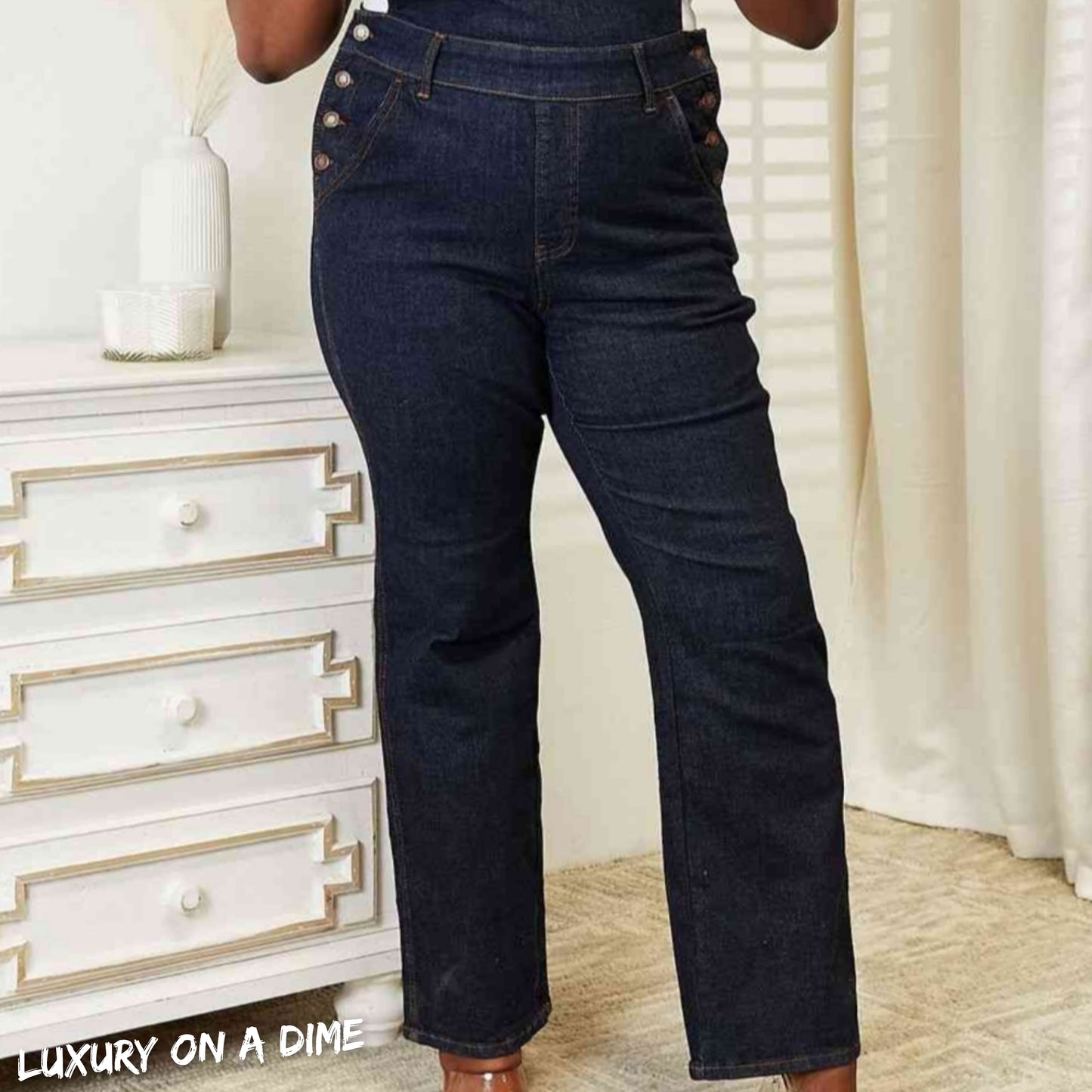 High Waist Taylor Classic Denim Bib Pocket Jean Pant Overalls by Judy Blue