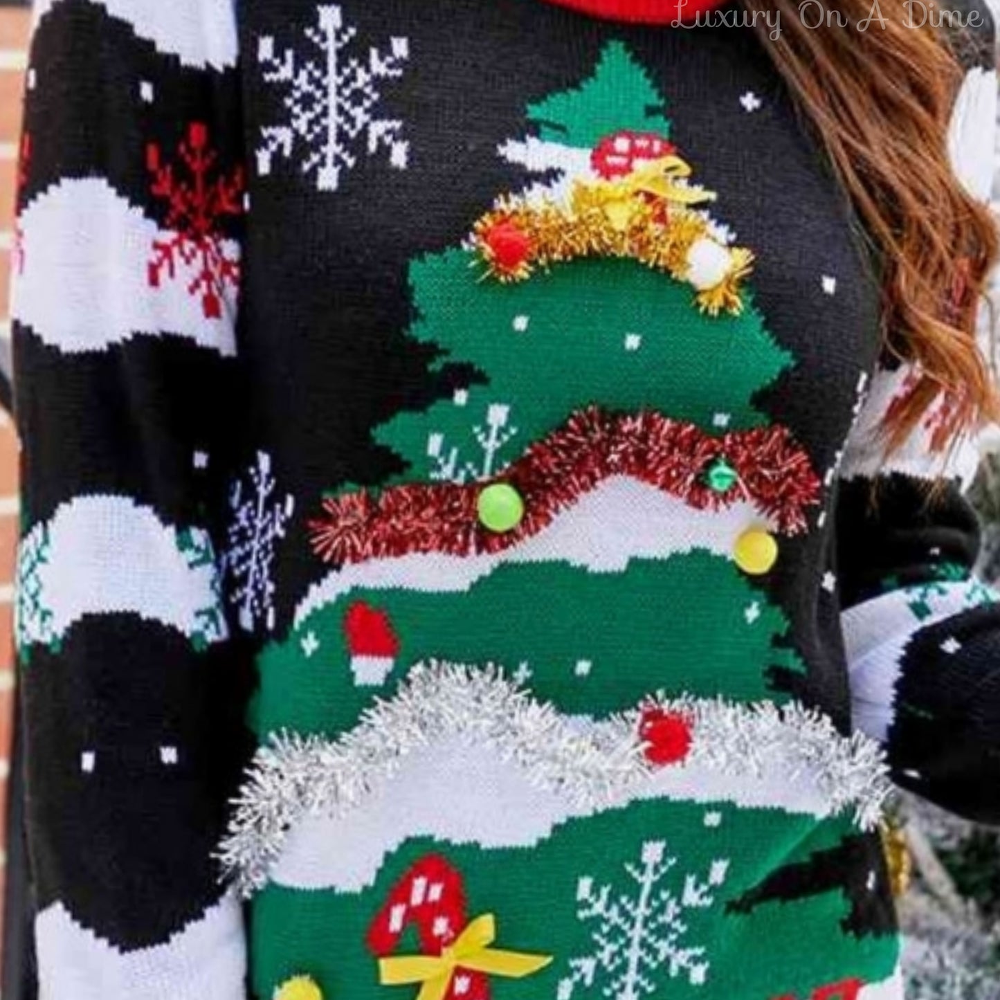 LIGHT IT UP Christmas Tree 3D Festive Puff Ball Holiday Winter Knit Sweater