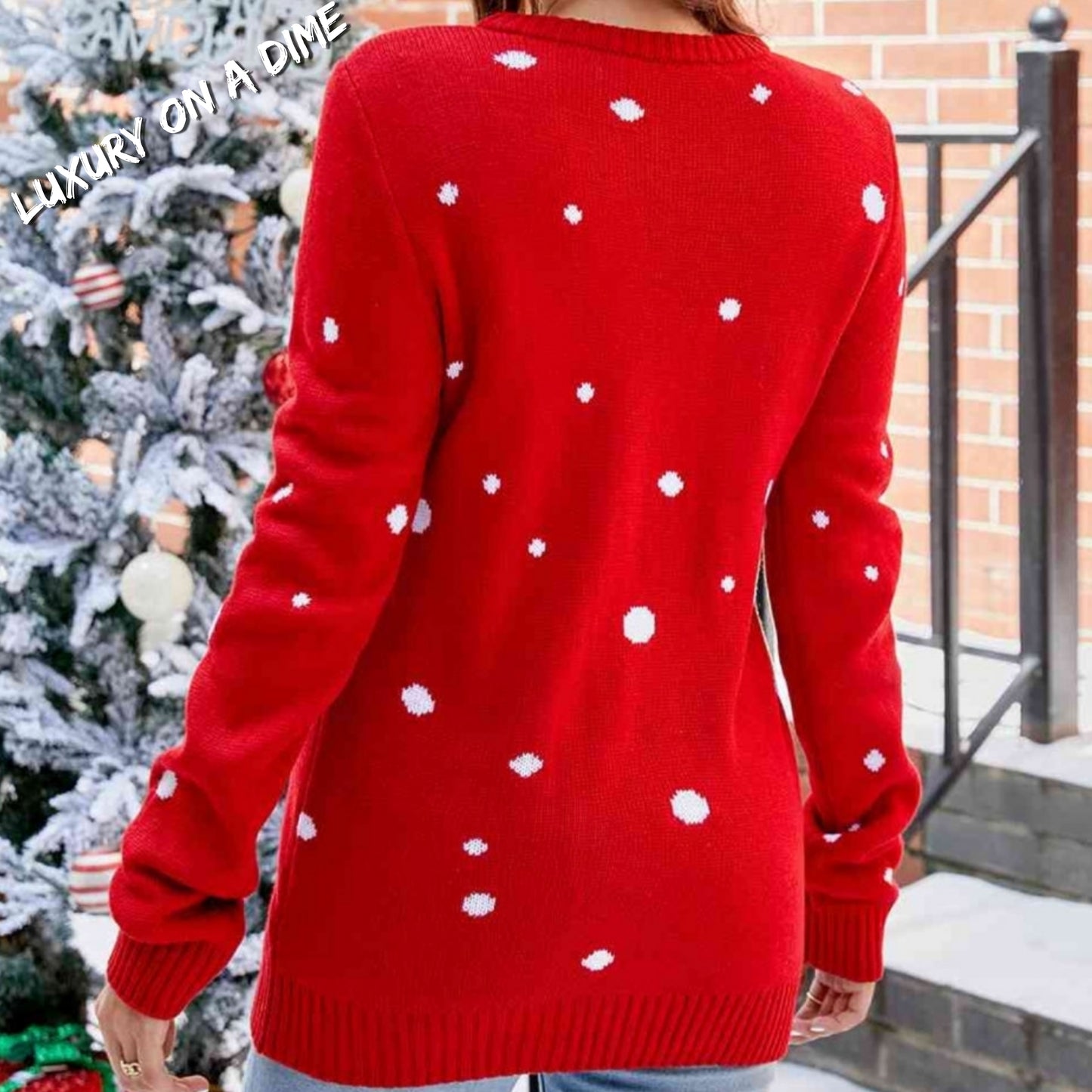 SANTA BABY Christmas Holiday Pom Pom Nose Long Sleeve Knit Sweater