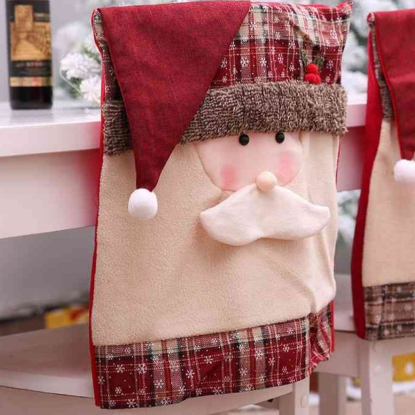 Santa Claus or Snowman Christmas Festive 3D Chair Slip Cover Home Decor