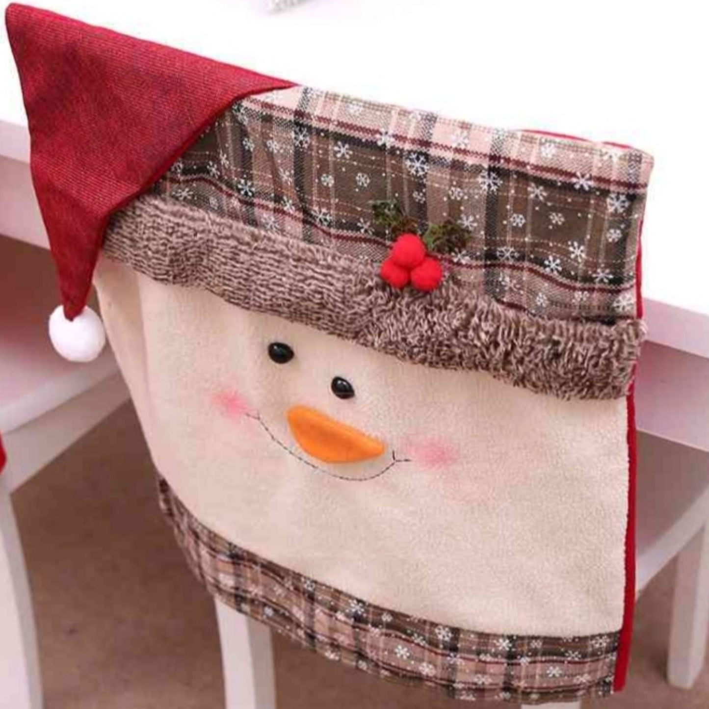 Santa Claus or Snowman Christmas Festive 3D Chair Slip Cover Home Decor