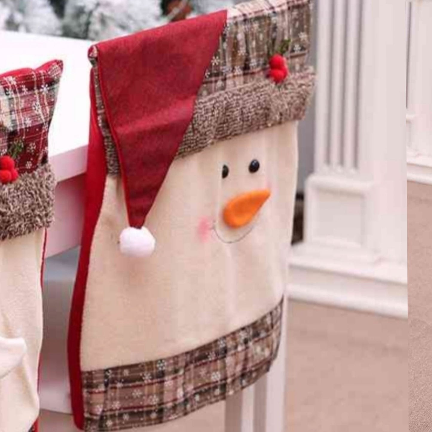 Santa Claus or Snowman Christmas Festive 3D Chair Slip Cover Home Decor