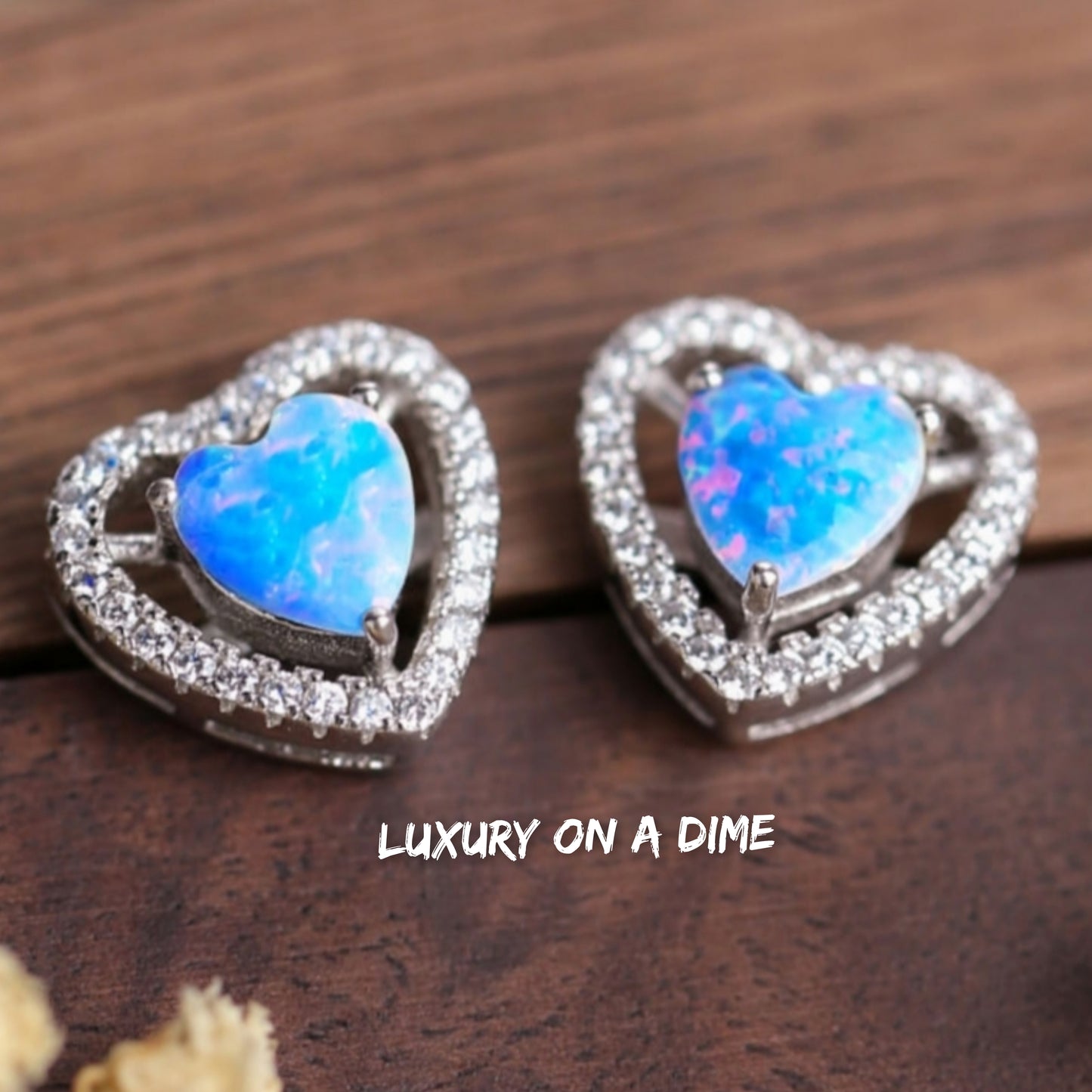 Australian Opal Heart Earrings 925 Sterling Silver Stud Gemstone Jewelry