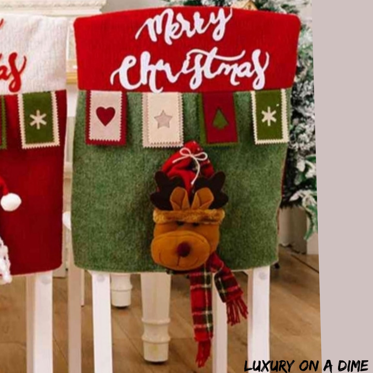 Santa Claus Snowman Reindeer Premium Christmas 3D Chair Cover Home Decor