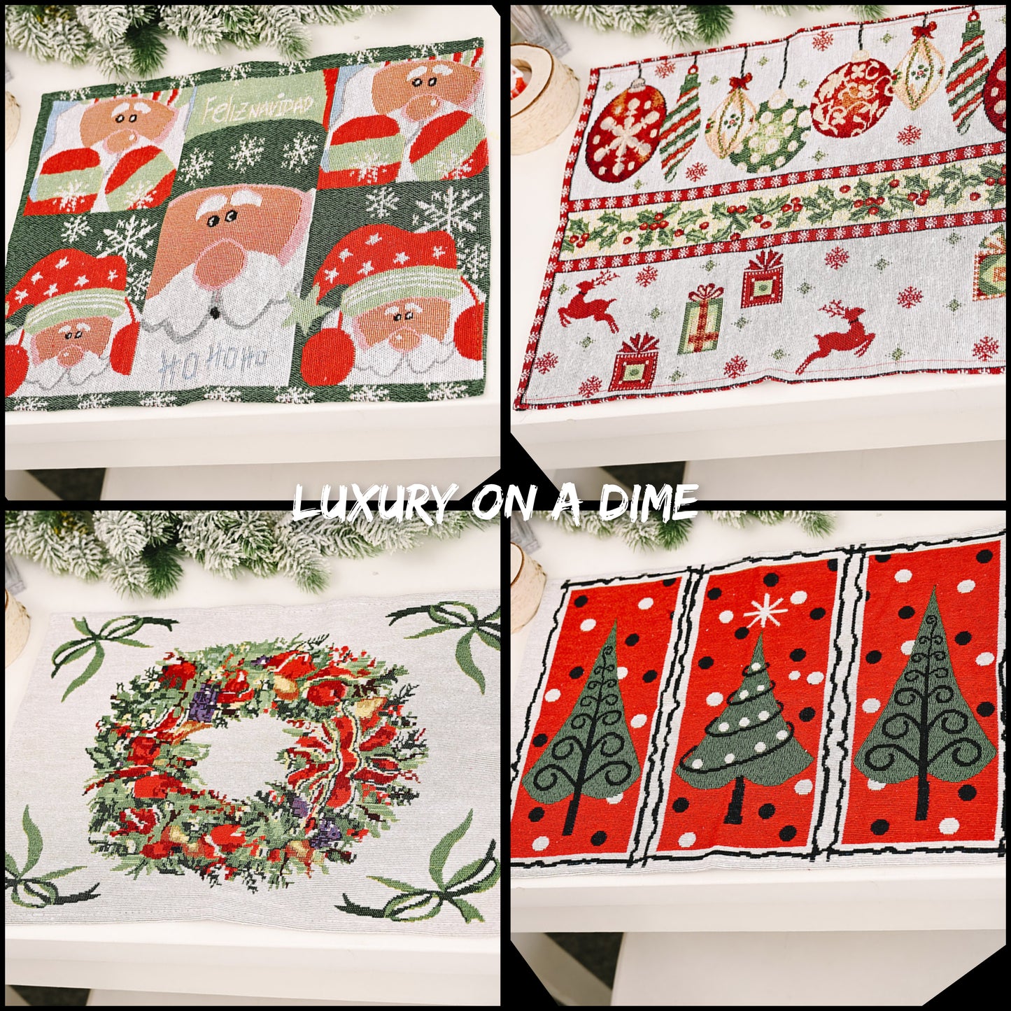 2-Piece Christmas Placemat Dining Table Festive Home Decor Assorted Selection