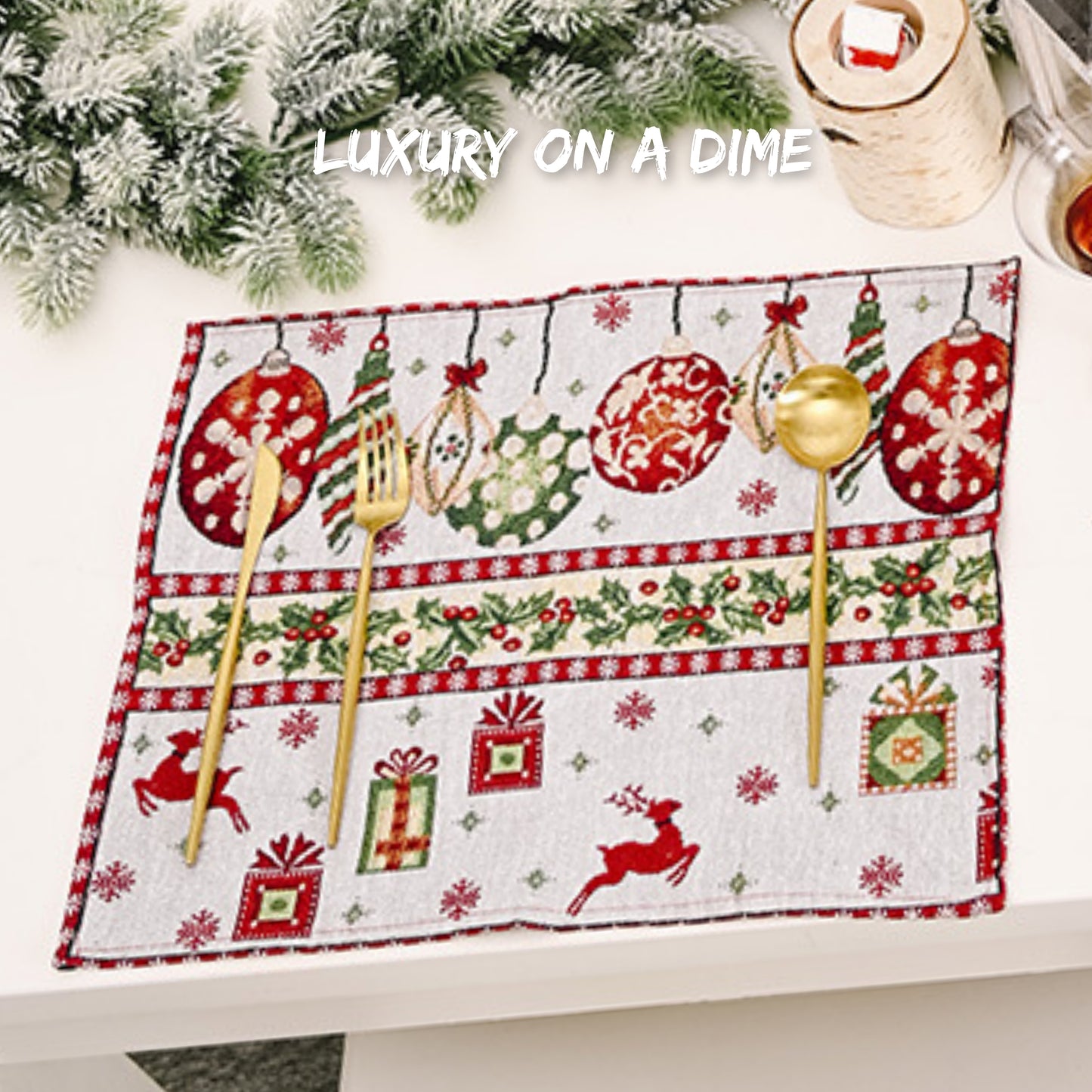 2-Piece Christmas Placemat Dining Table Festive Home Decor Assorted Selection