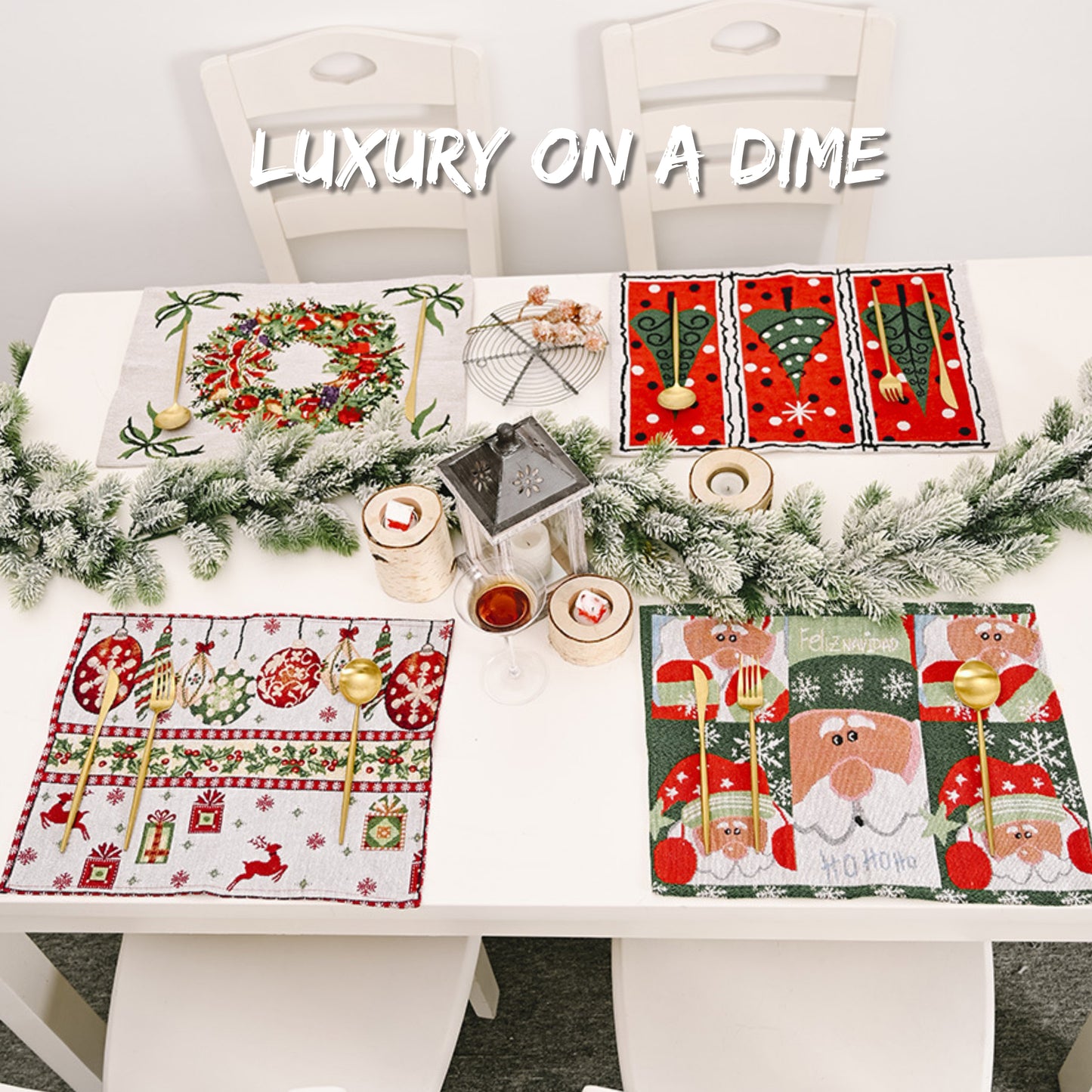 2-Piece Christmas Placemat Dining Table Festive Home Decor Assorted Selection