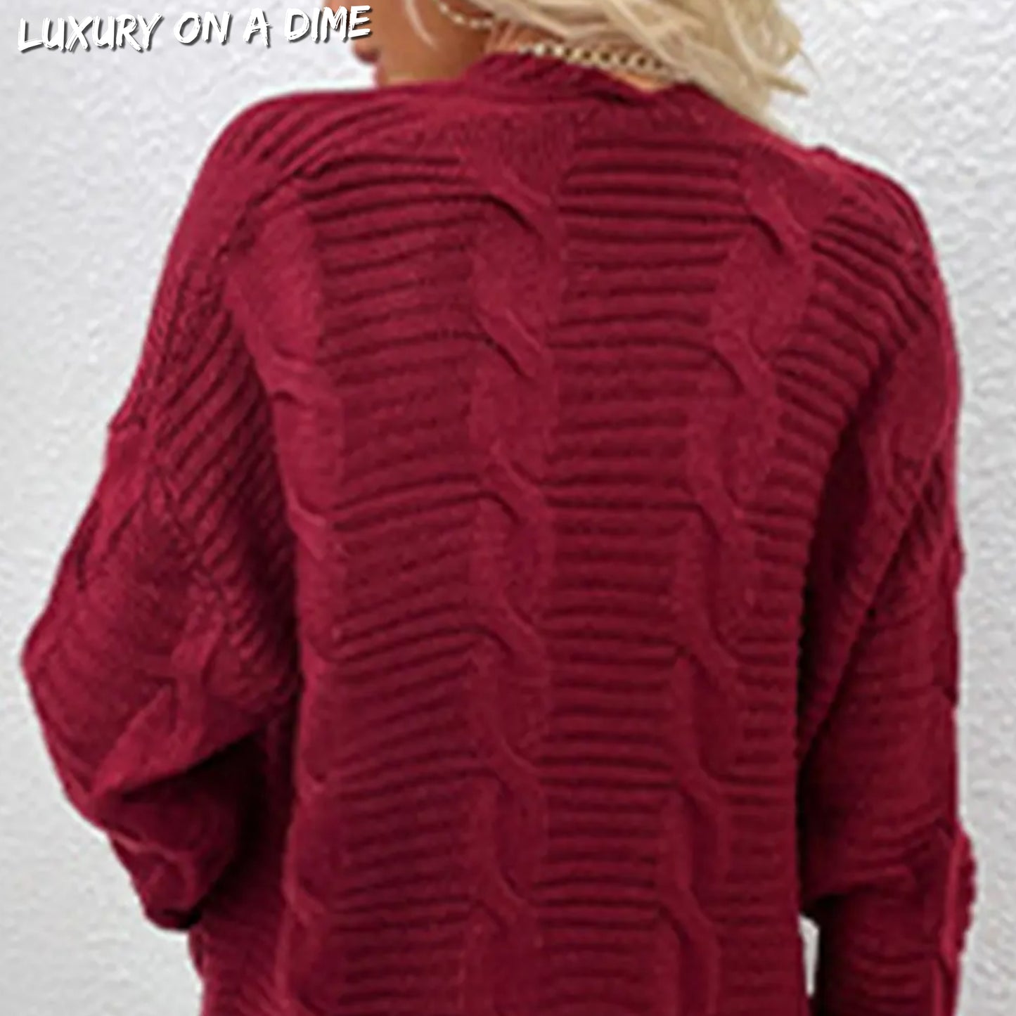 Oversized Cable Knit Classic Open Front Patch Pocket Cardigan Fall Winter