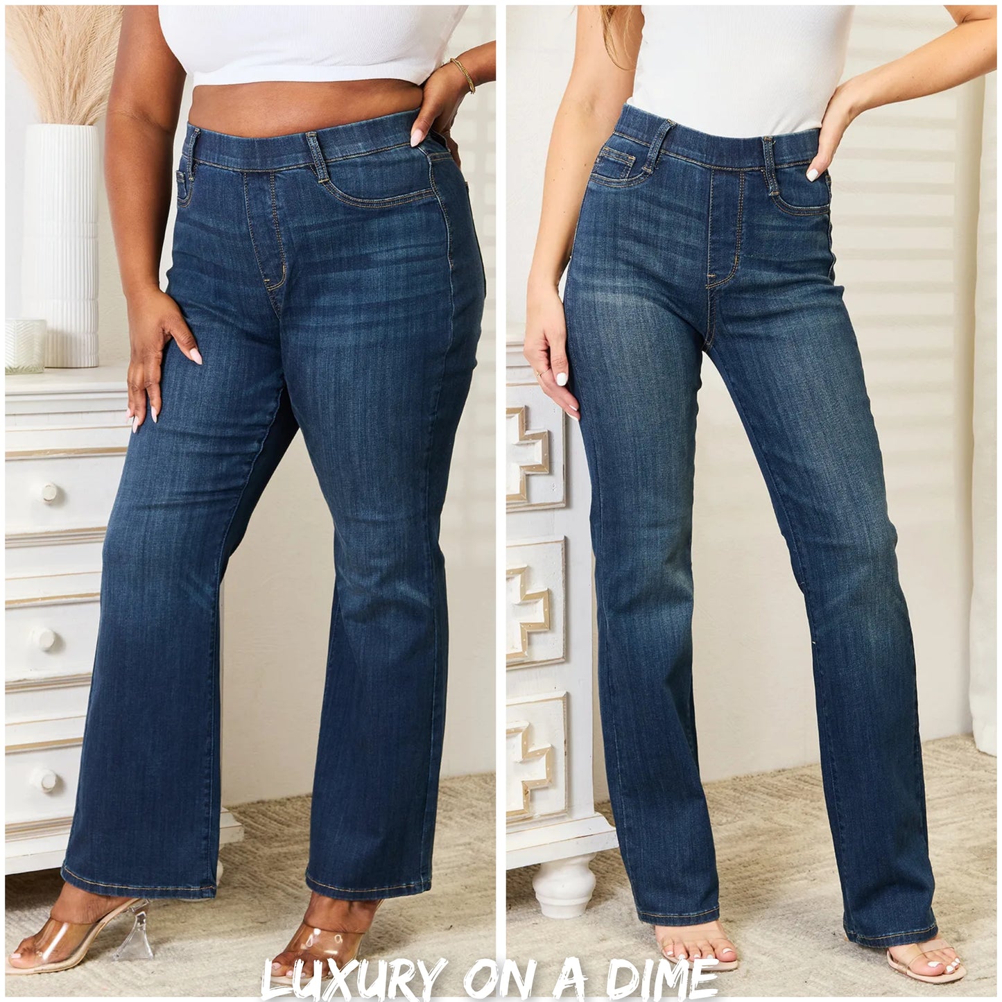 Judy Blue Full Size Elastic Waistband Slim Bootcut Jeans