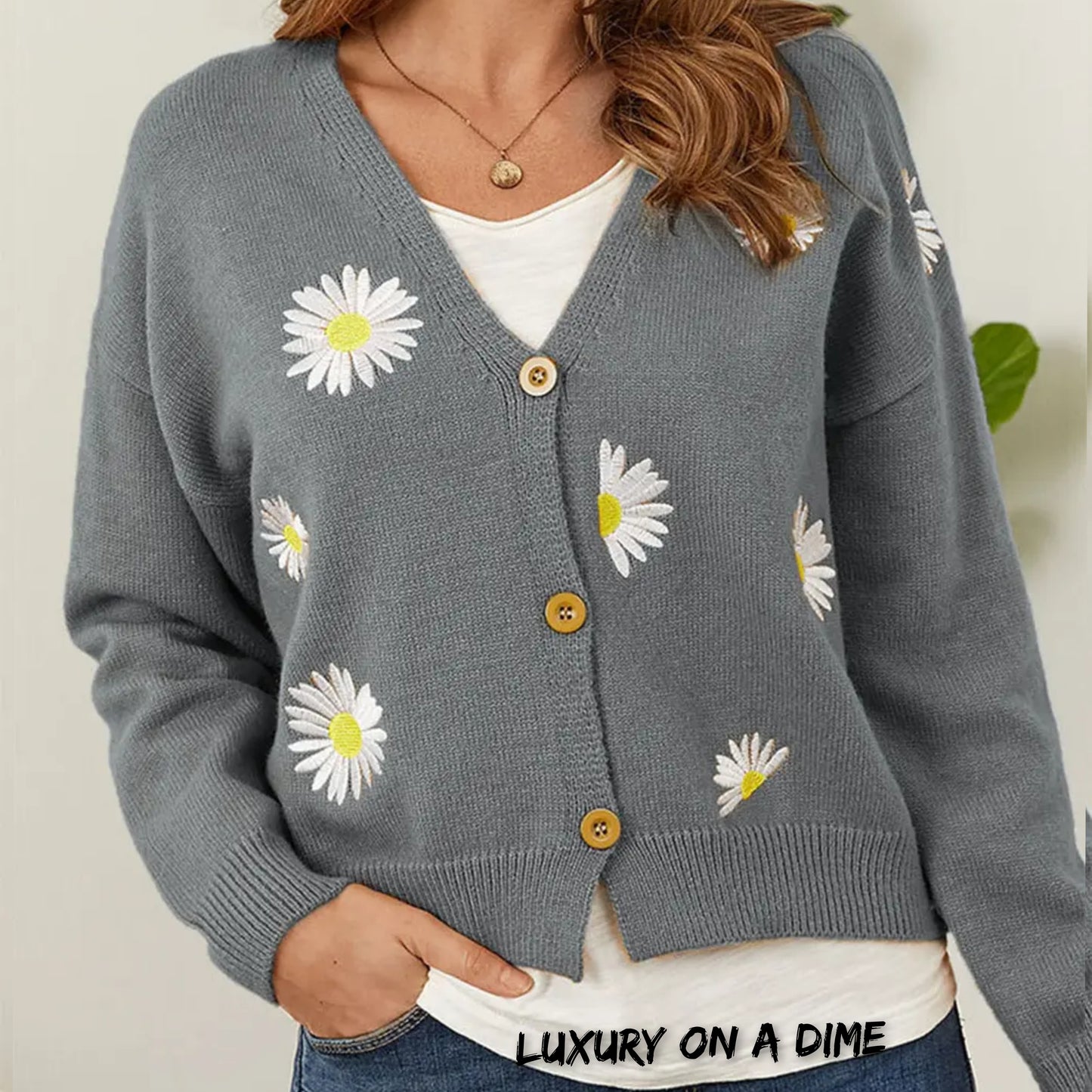 Floral Embroidered Cropped Classic Knit Button Front Retro Long Sleeve Soft Cardigan