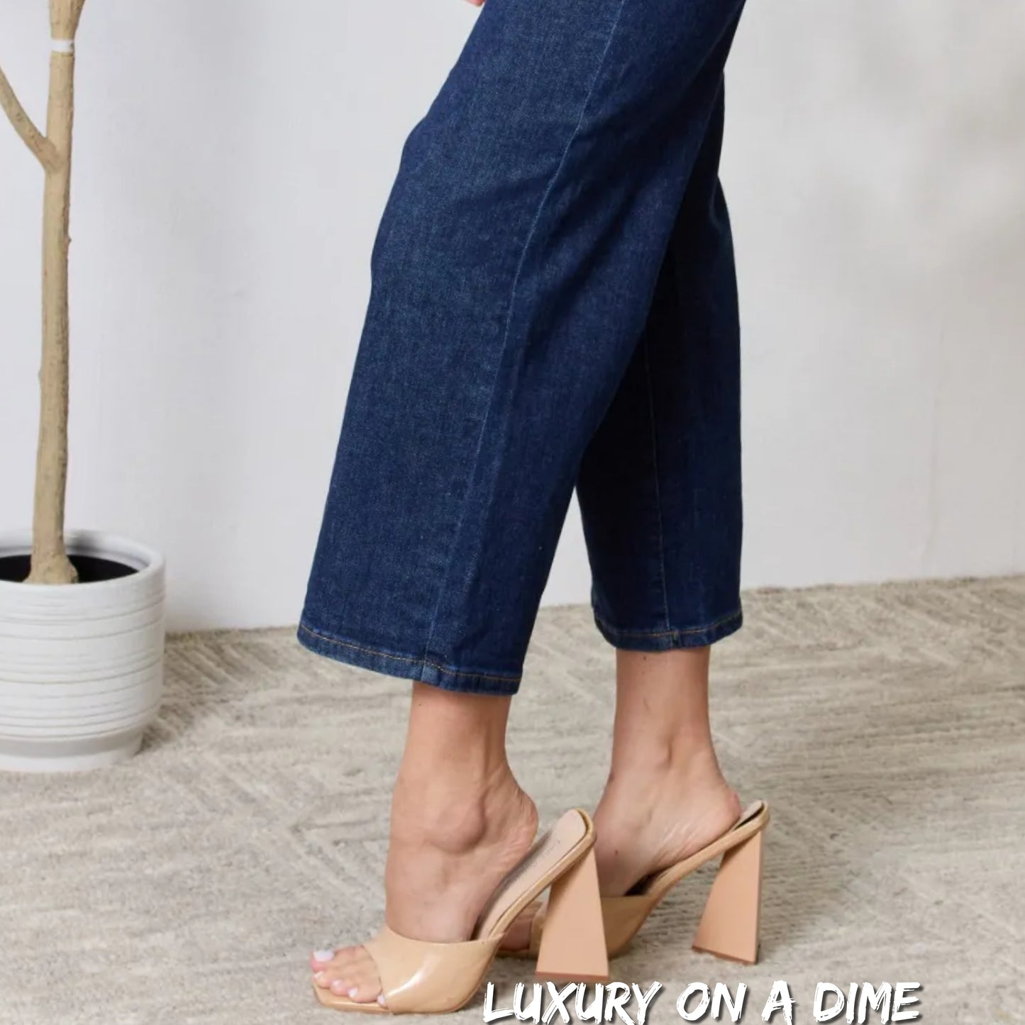 High Waist Denim Cropped Retro Wide Leg Dark Wash Jean Pants Judy Blue