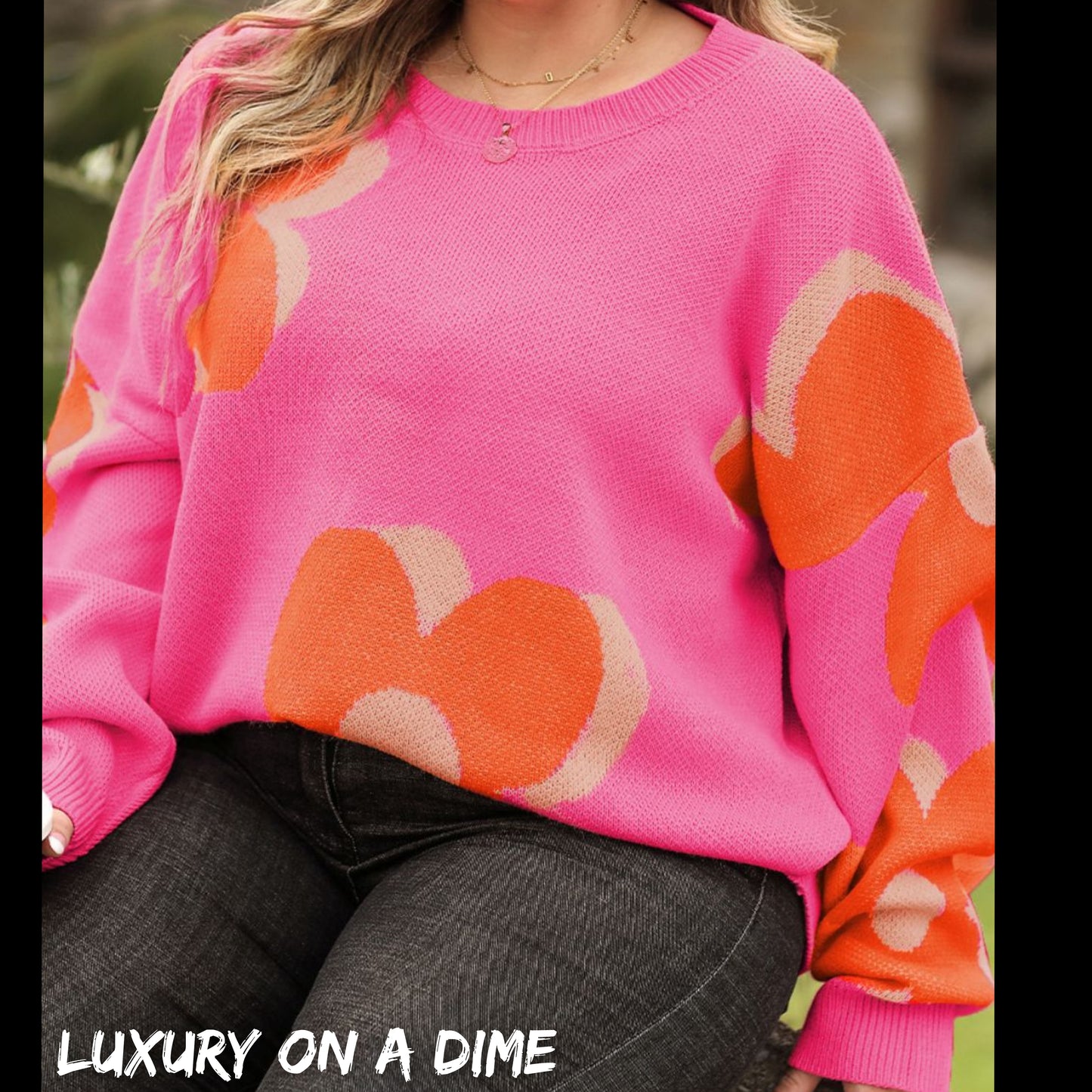 Bright Daisy Knit Neon Long Sleeve Retro Round Neck Oversized Sweater Shirt