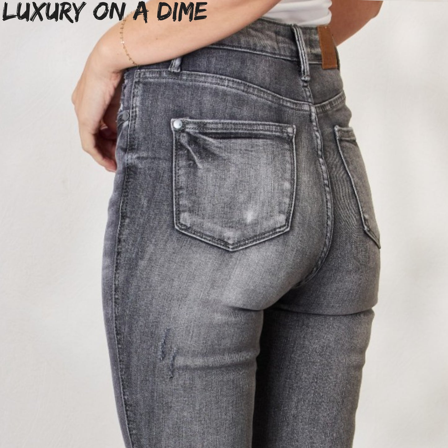 Judy Blue Full Size High Waist Tummy Control Release Hem Skinny Jeans