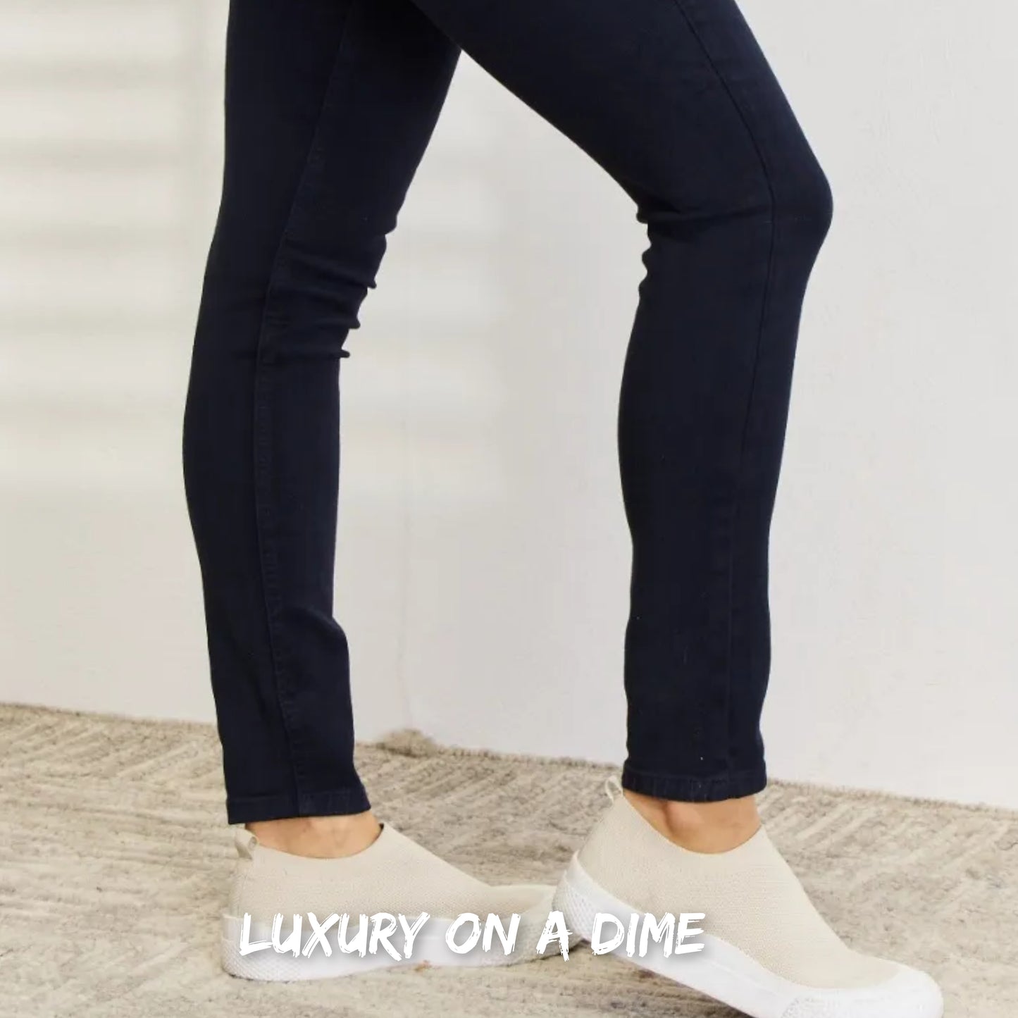 Tummy Control High-Rise Waist Navy Denim Skinny Jean Pants Judy Blue