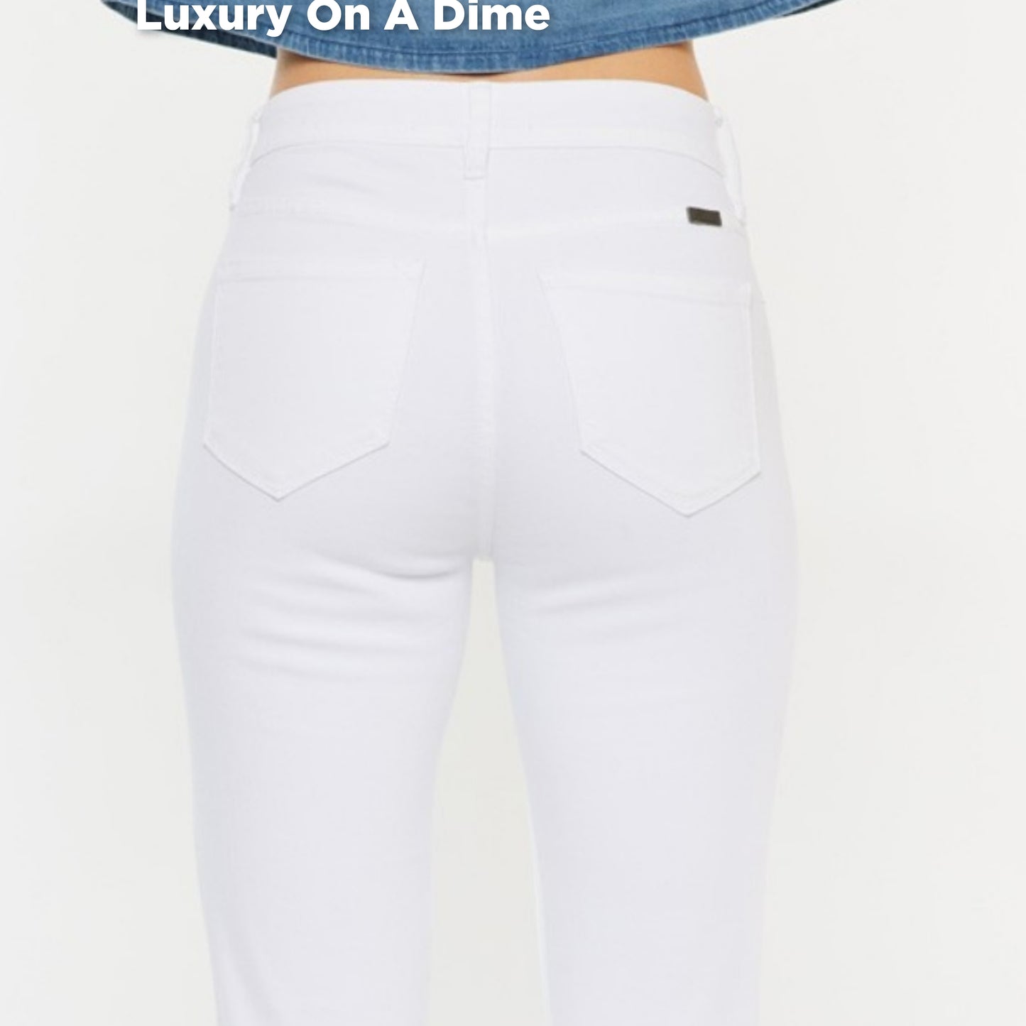 KanCan Slim High-Rise Waist White Denim Classic Skinny Ankle Jean Pants