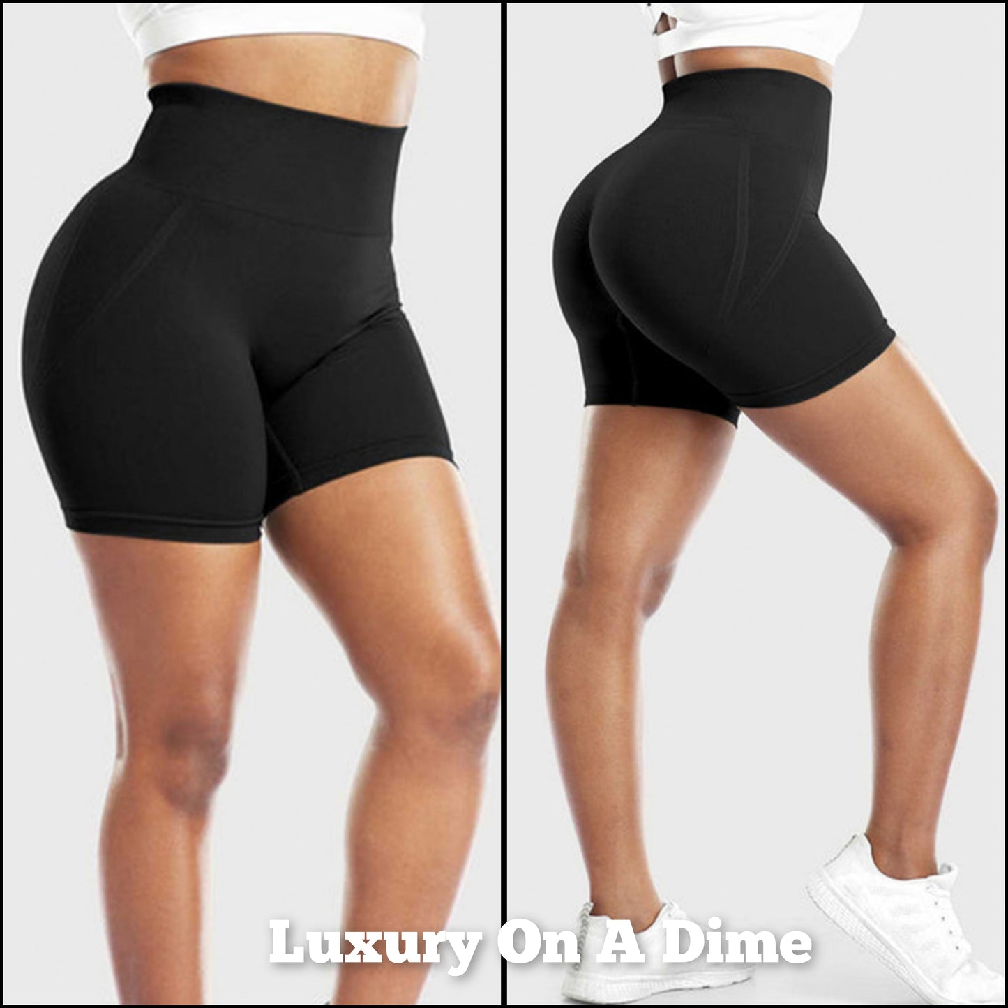 Active High Rise Waist Contour Lines Athletic Shorts Wide Waistband Activewear