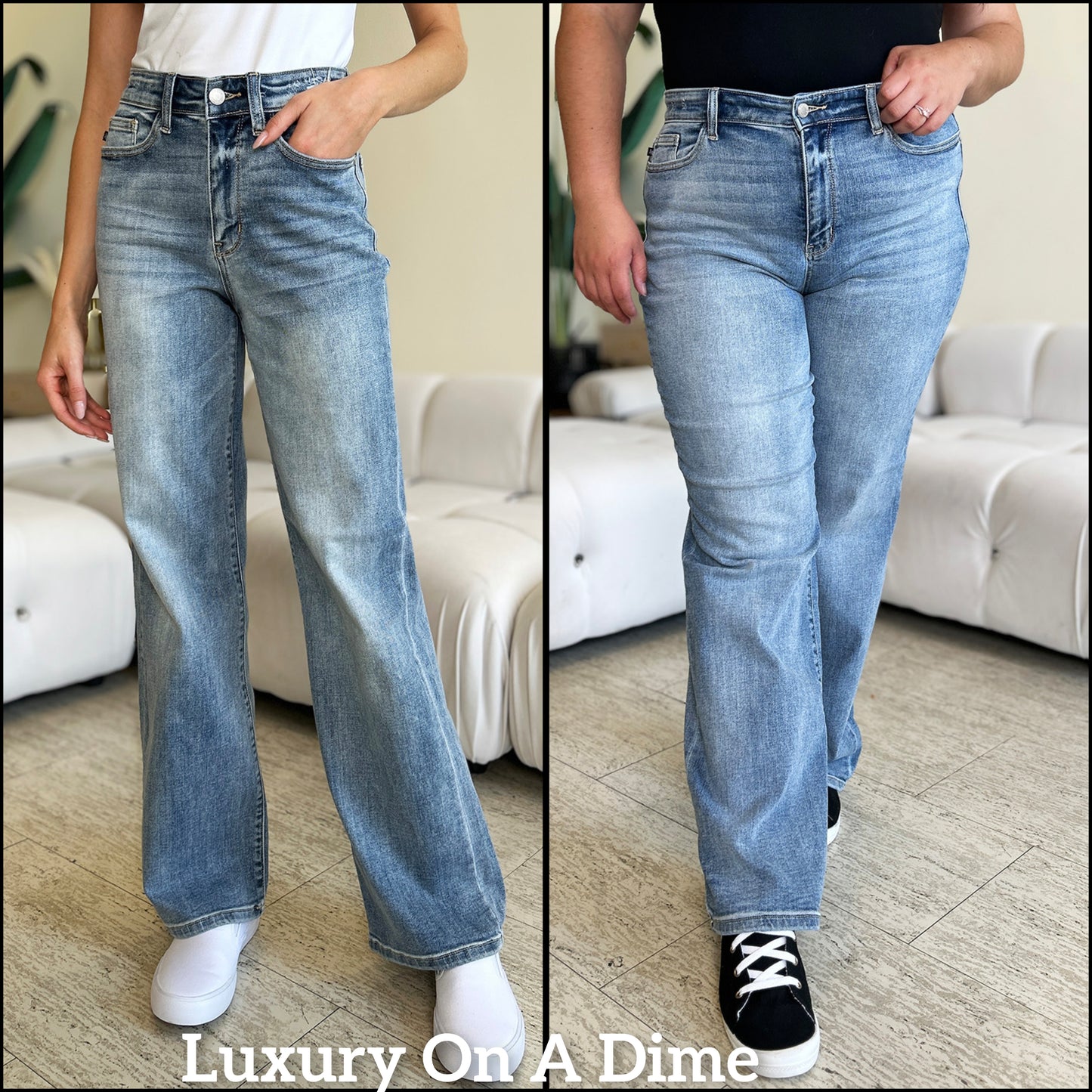 Judy Blue High-Rise Waist Denim Boyfriend Loose Fit Straight Leg Jean Pants