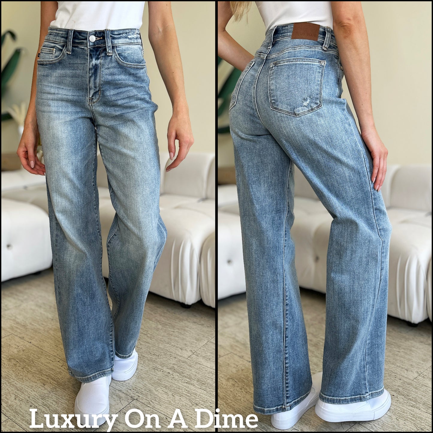 Judy Blue High-Rise Waist Denim Boyfriend Loose Fit Straight Leg Jean Pants