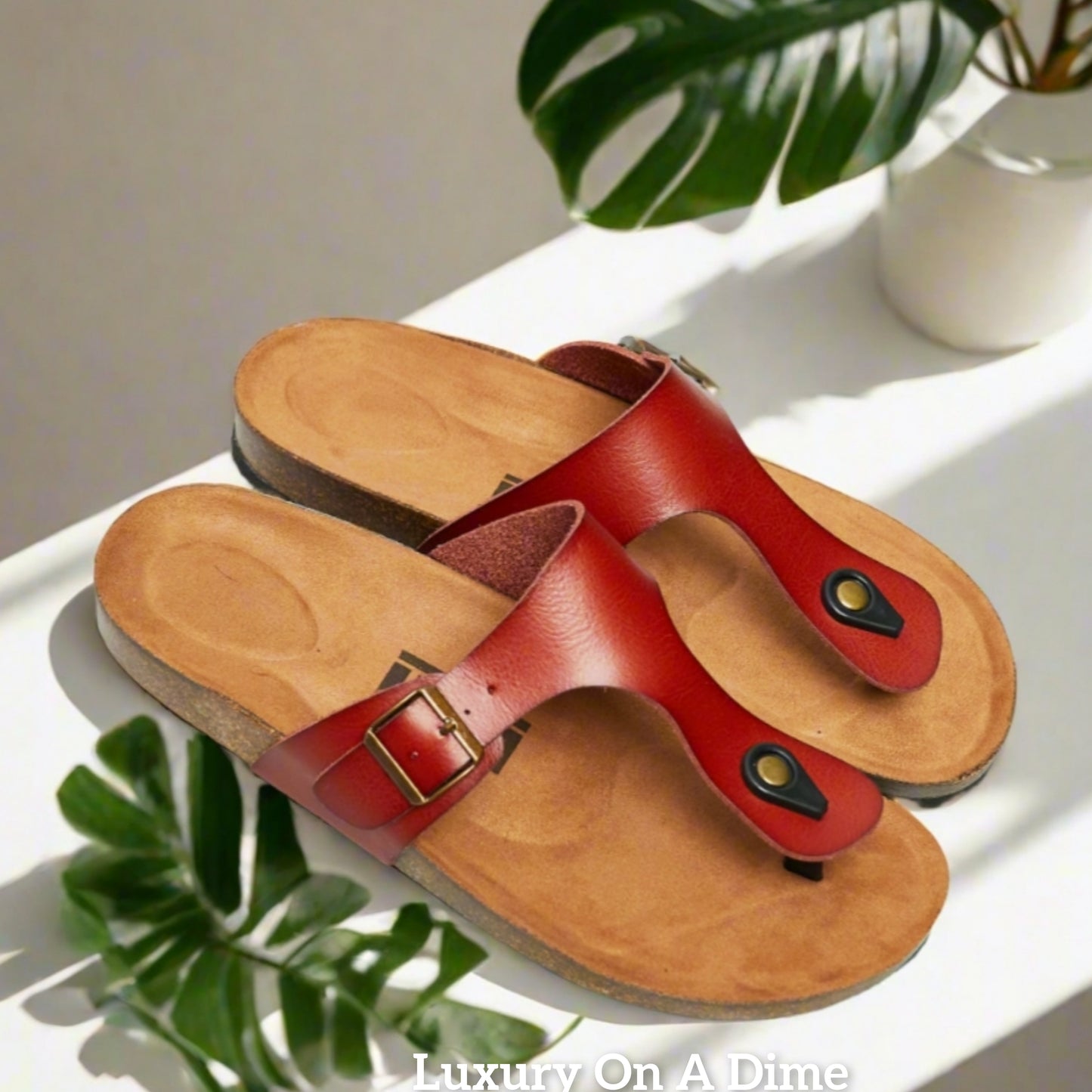 Vegan Cork Shoes Drift Away T-Strap Flip-Flop Boho Minimalist Slip-on Sandals