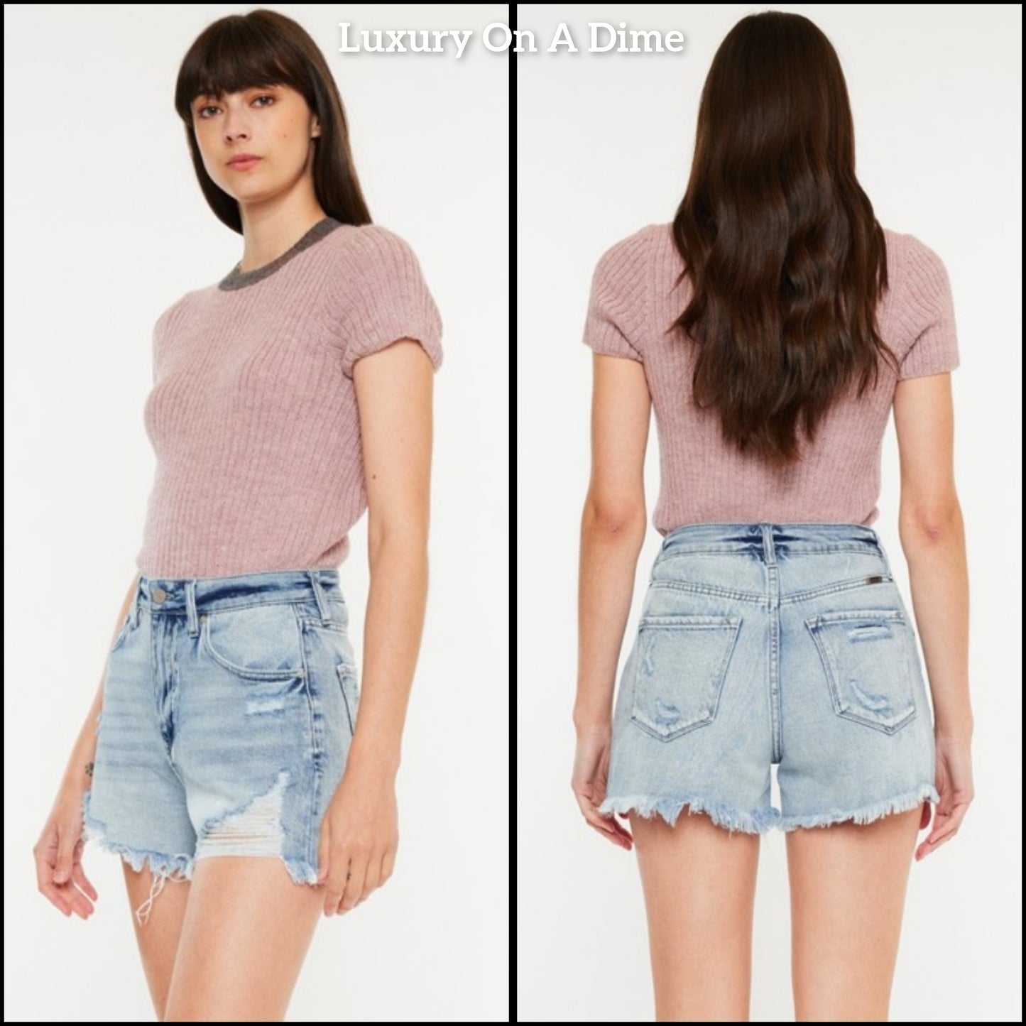 KanCan Distressed Torn High Rise Waist Denim Cut-off Frayed Hem Jean Shorts