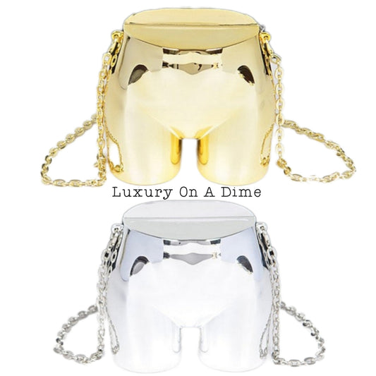 Novelty Butt Shape Convertible Metallic Clutch Crossbody Swing Shoulder Bag