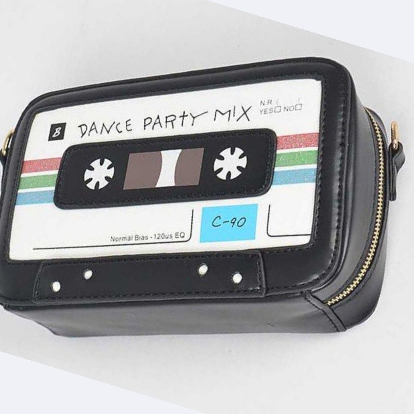 Retro 80s Vintage Cassette Tape Novelty Purse Convertible Clutch Crossbody Bag