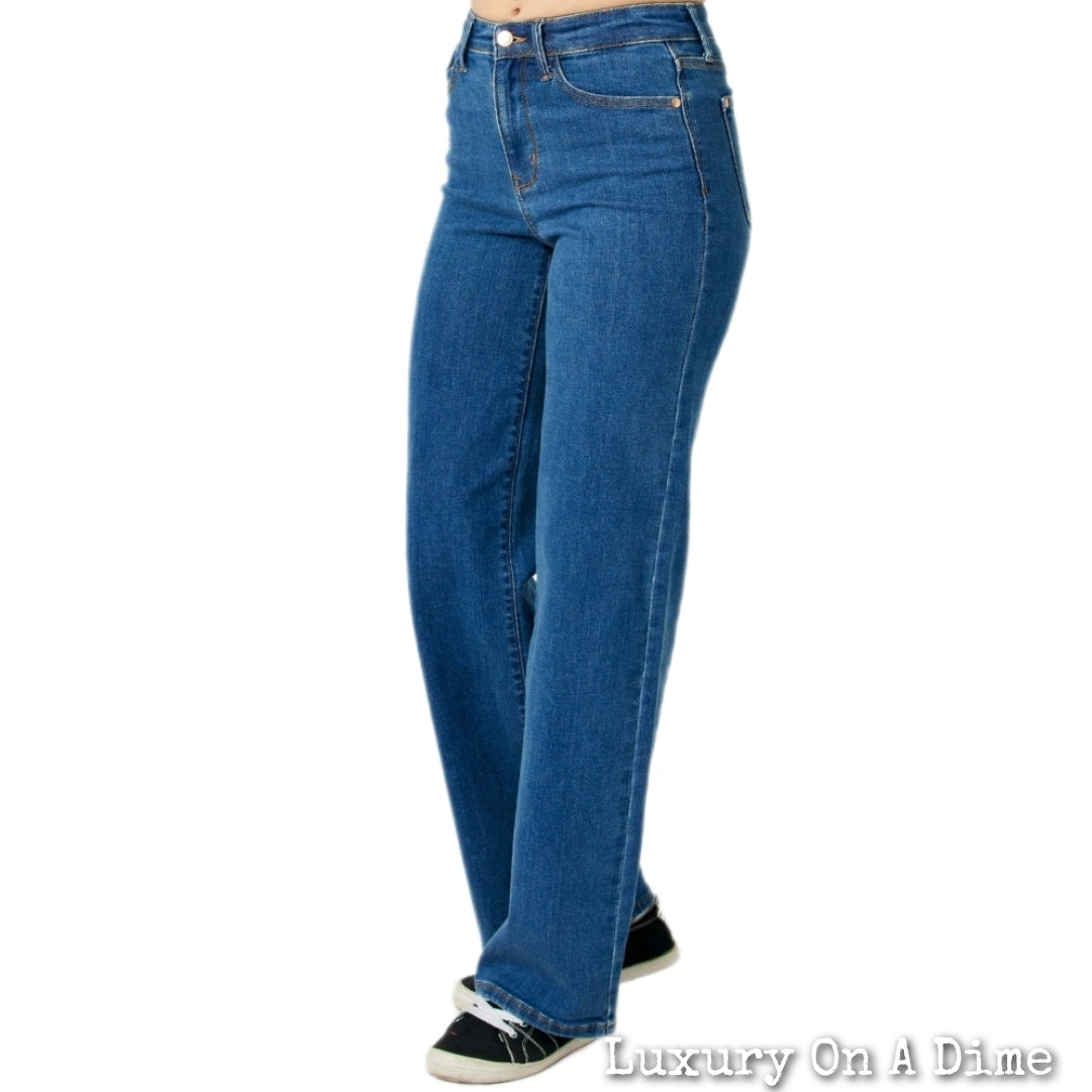 Judy Blue High-Rise Waist Denim Boyfriend Classic Straight Leg Jean Pants