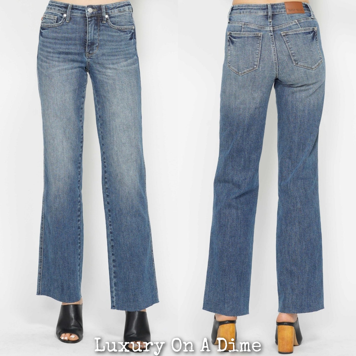 Judy Blue Tummy Control Jeans High-Rise Slim Fit Waist Straight Leg Denim Pants