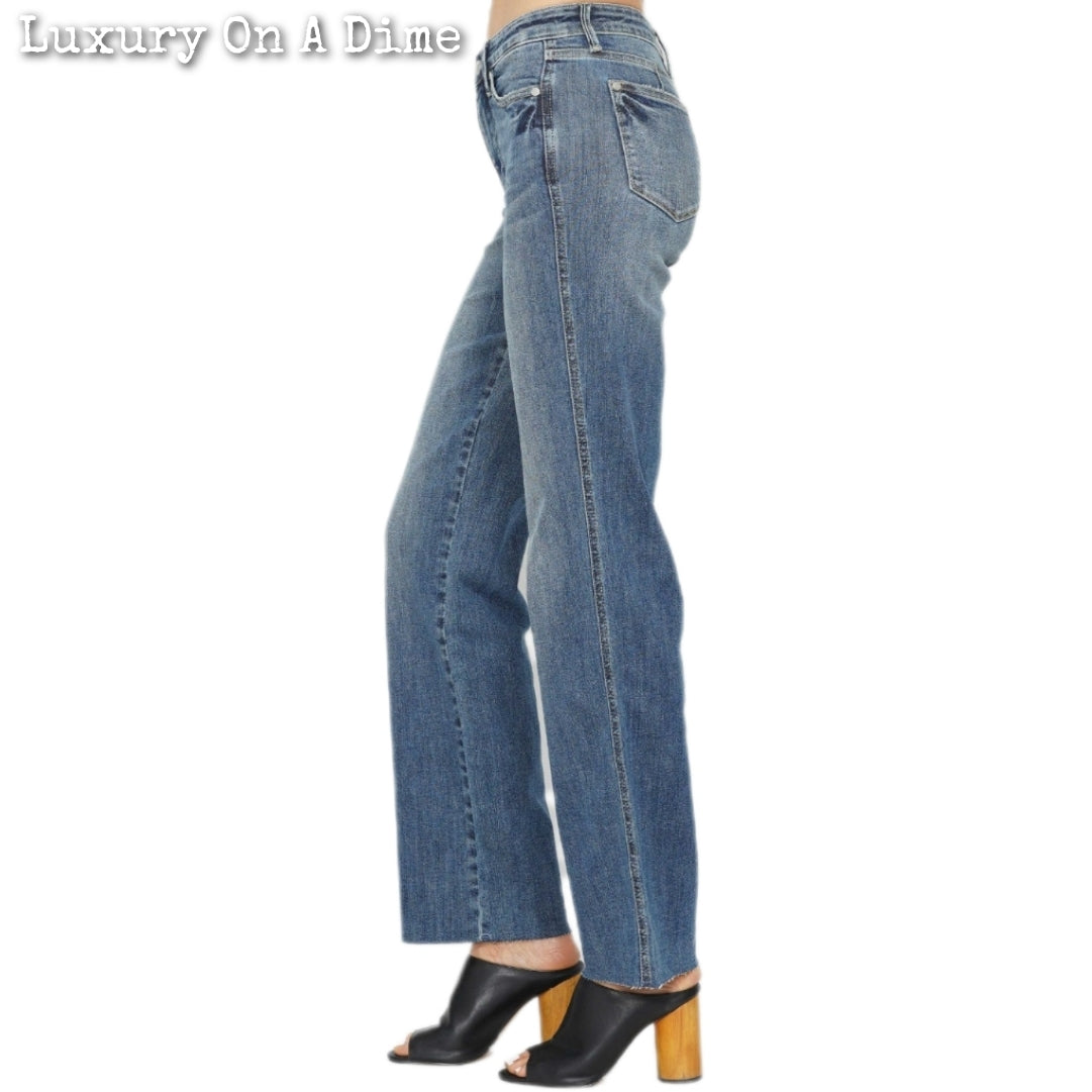 Judy Blue Tummy Control Jeans High-Rise Slim Fit Waist Straight Leg Denim Pants