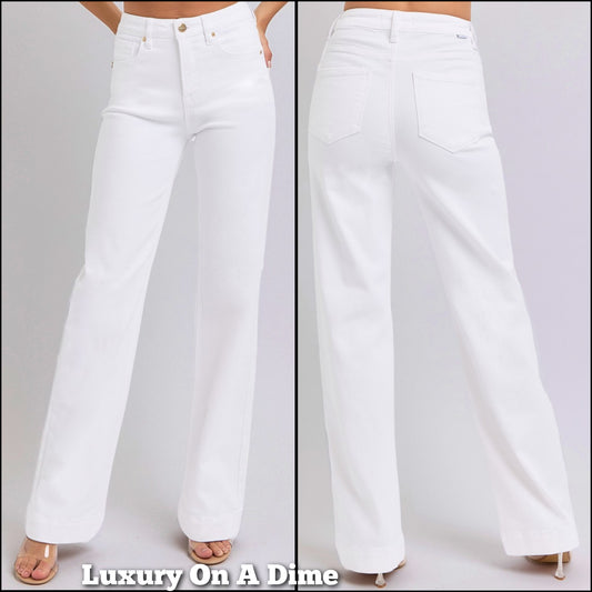 RISEN High-Rise Classic Straight Leg Relaxed Boyfriend Jeans Relaxed White Denim Pants