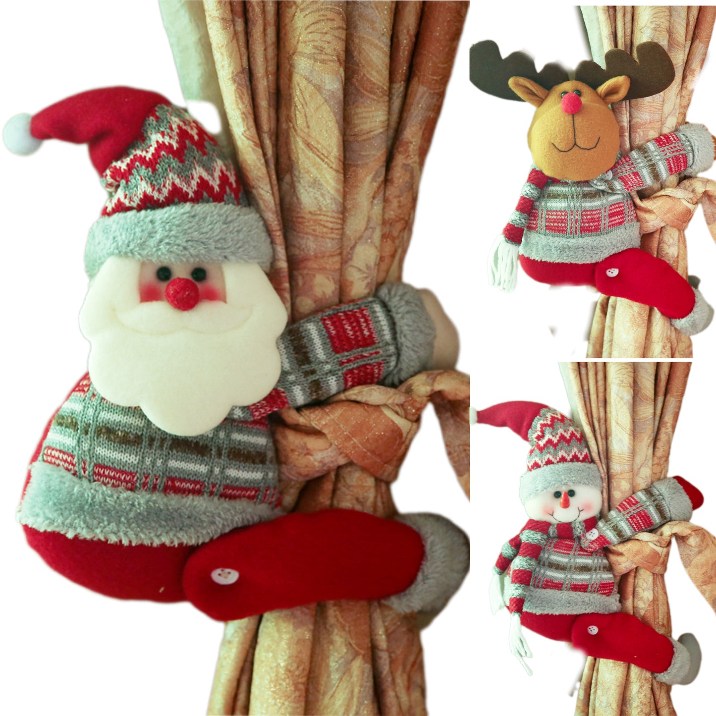 Curtain Tieback Ornament Festive Holiday Holdback Christmas Home Decor Tie