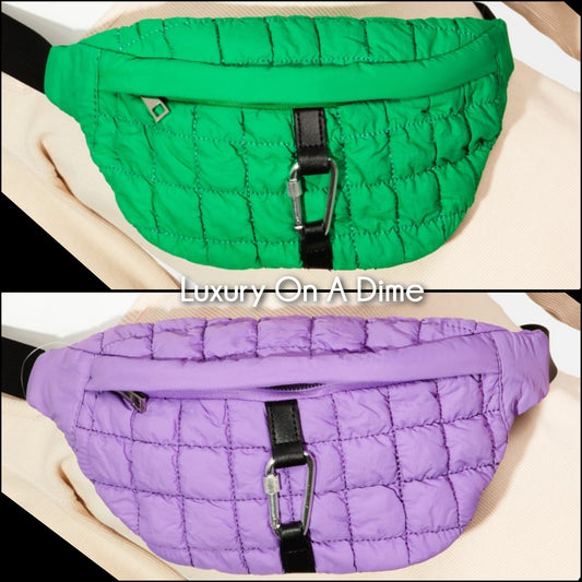 Bubble Puff Quilted Purse Crossbody Shoulder Sling Bag Belt Waist Fanny Pack