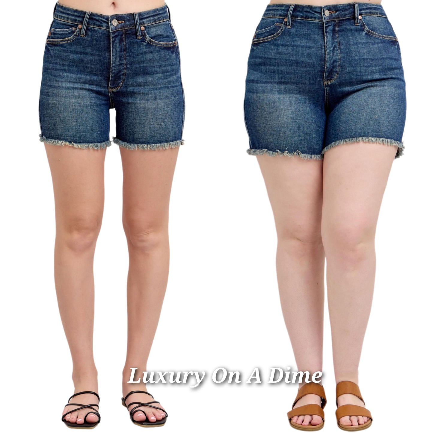 Judy Blue Tummy Control High Rise Distressed Denim Cut-off Frayed Jean Shorts