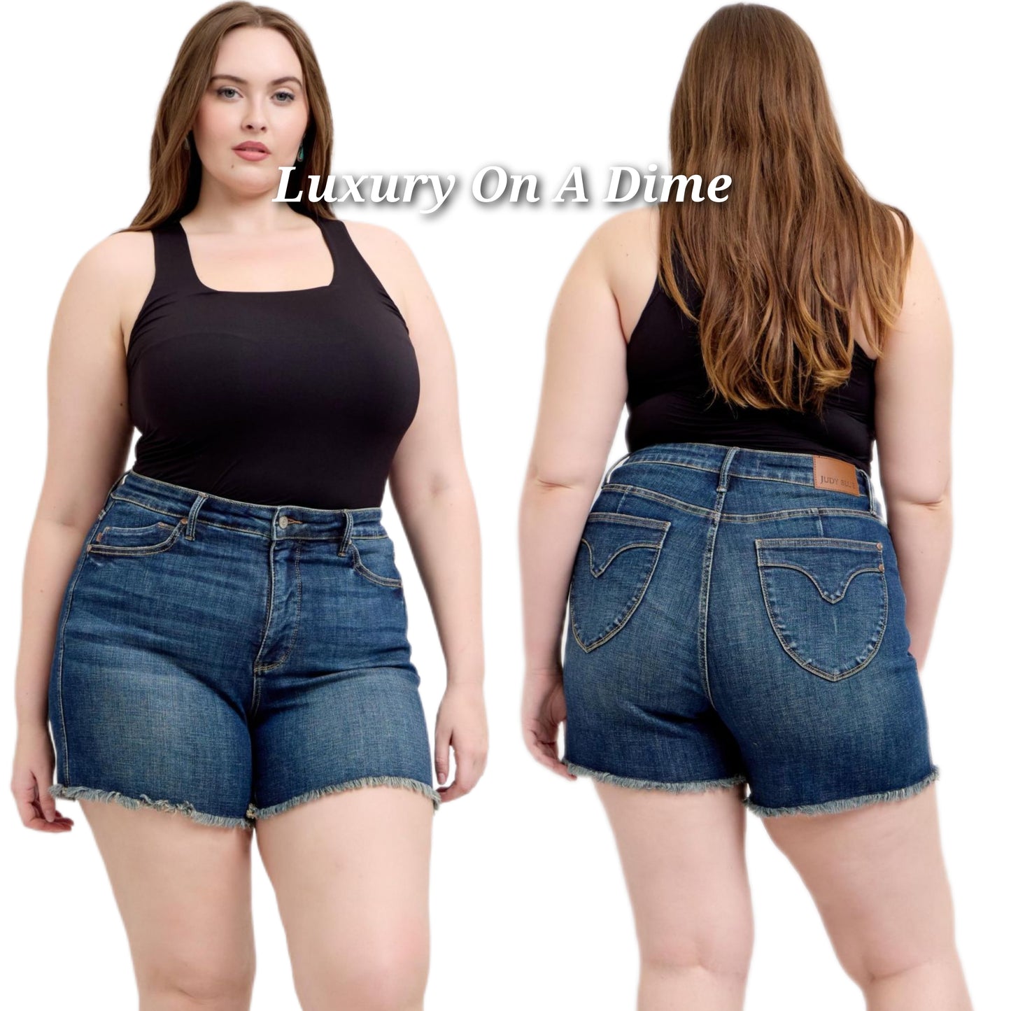 Judy Blue Tummy Control High Rise Distressed Denim Cut-off Frayed Jean Shorts