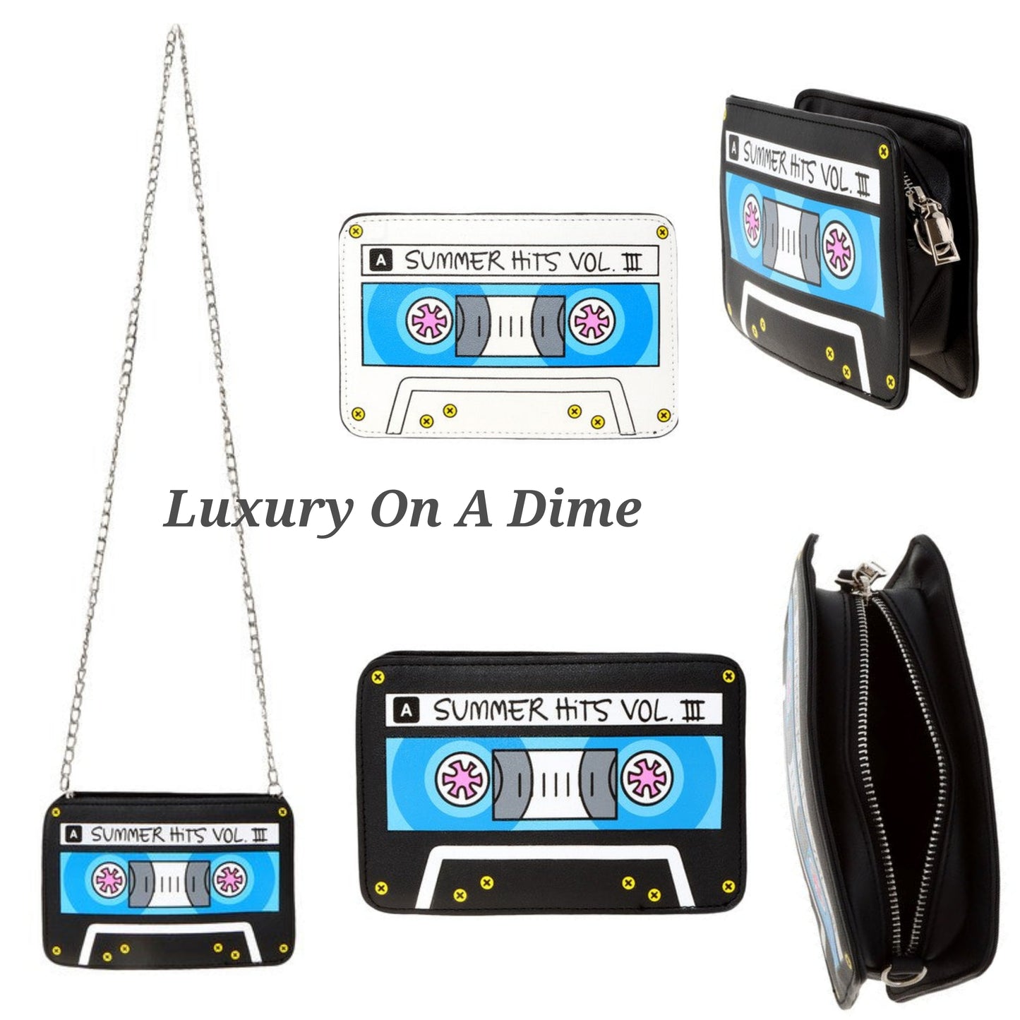 Retro 80s Vintage Cassette Tape Novelty Purse Convertible Clutch Crossbody Bag