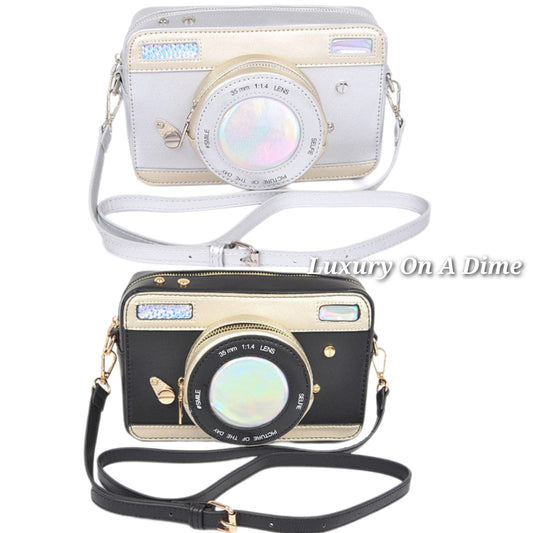 Vintage Camera Iconic Retro Purse Convertible Clutch Crossbody Novelty Bag