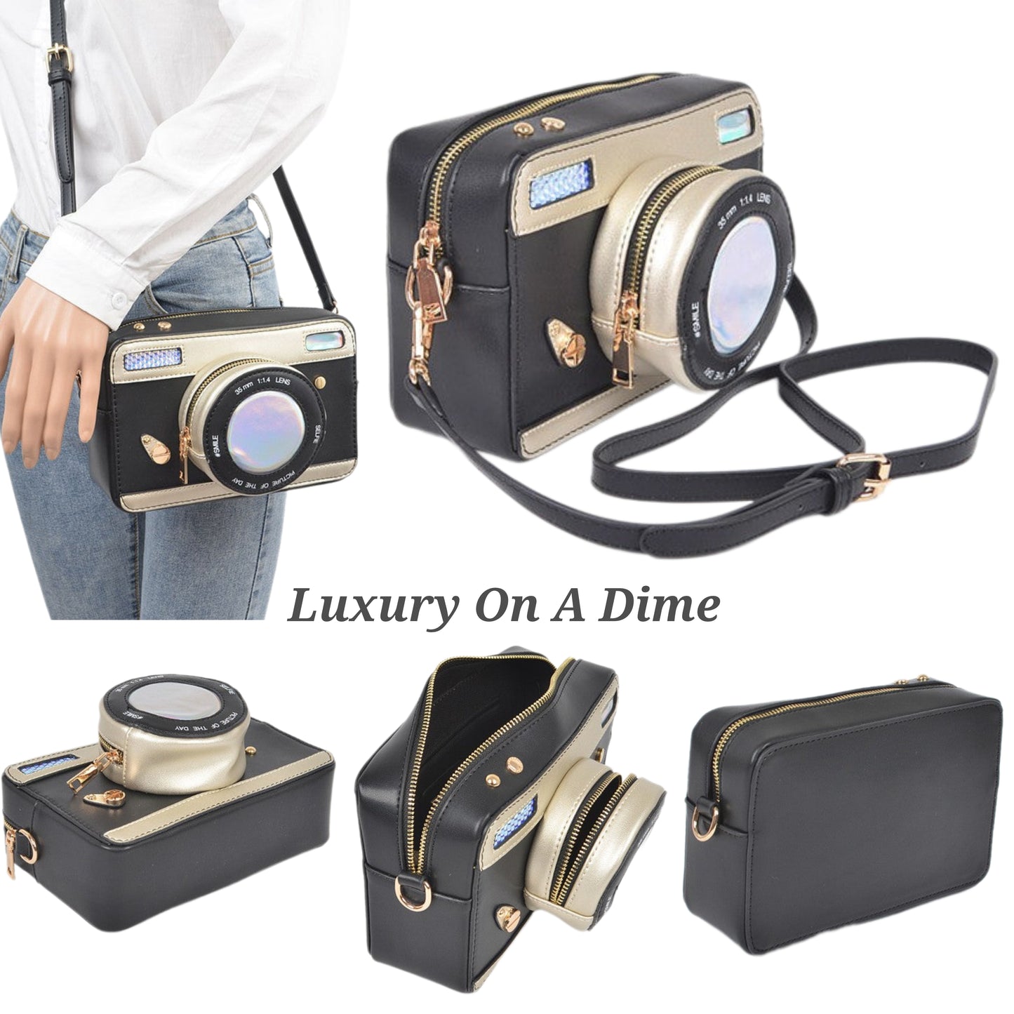 Vintage Camera Iconic Retro Purse Convertible Clutch Crossbody Novelty Bag