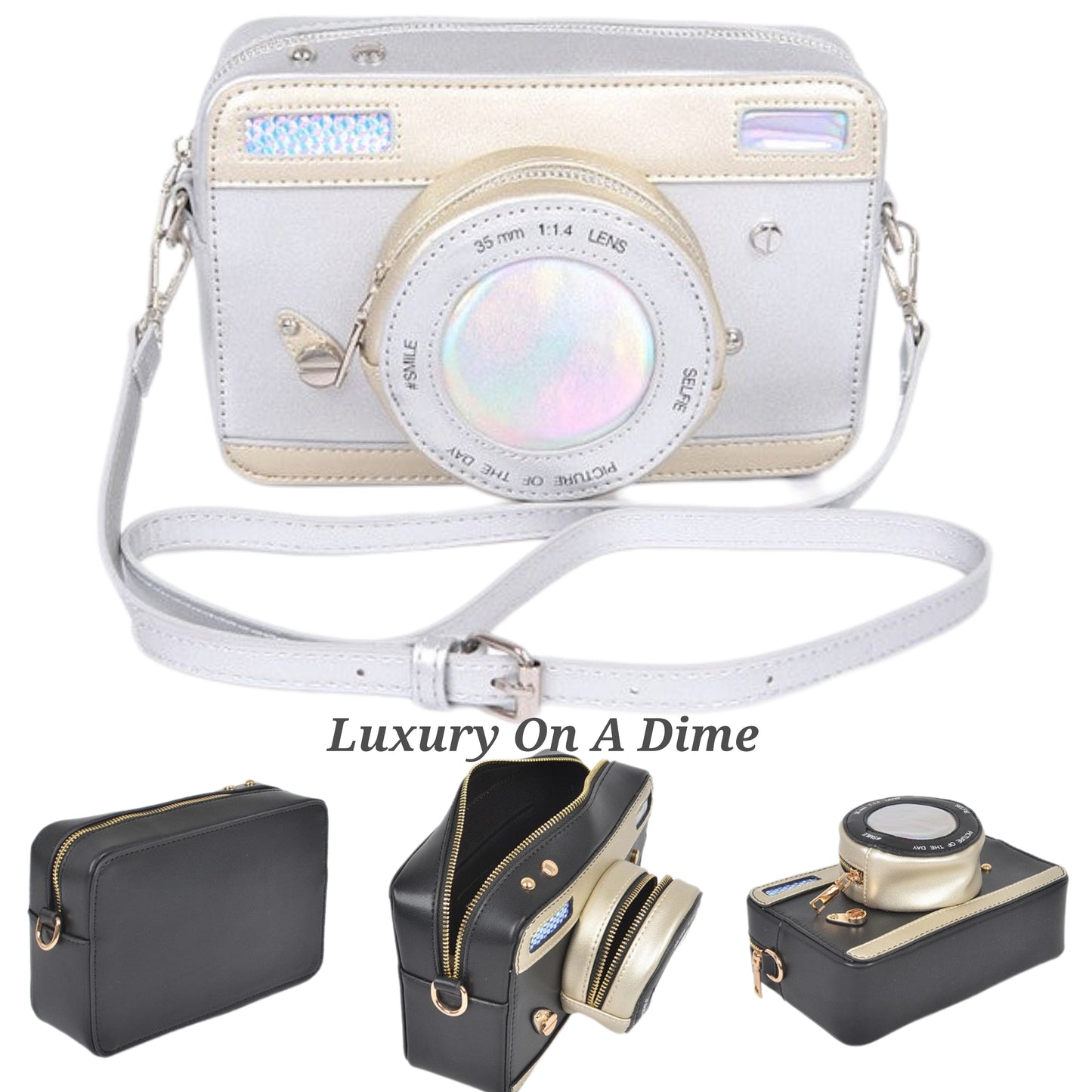 Vintage Camera Iconic Retro Purse Convertible Clutch Crossbody Novelty Bag