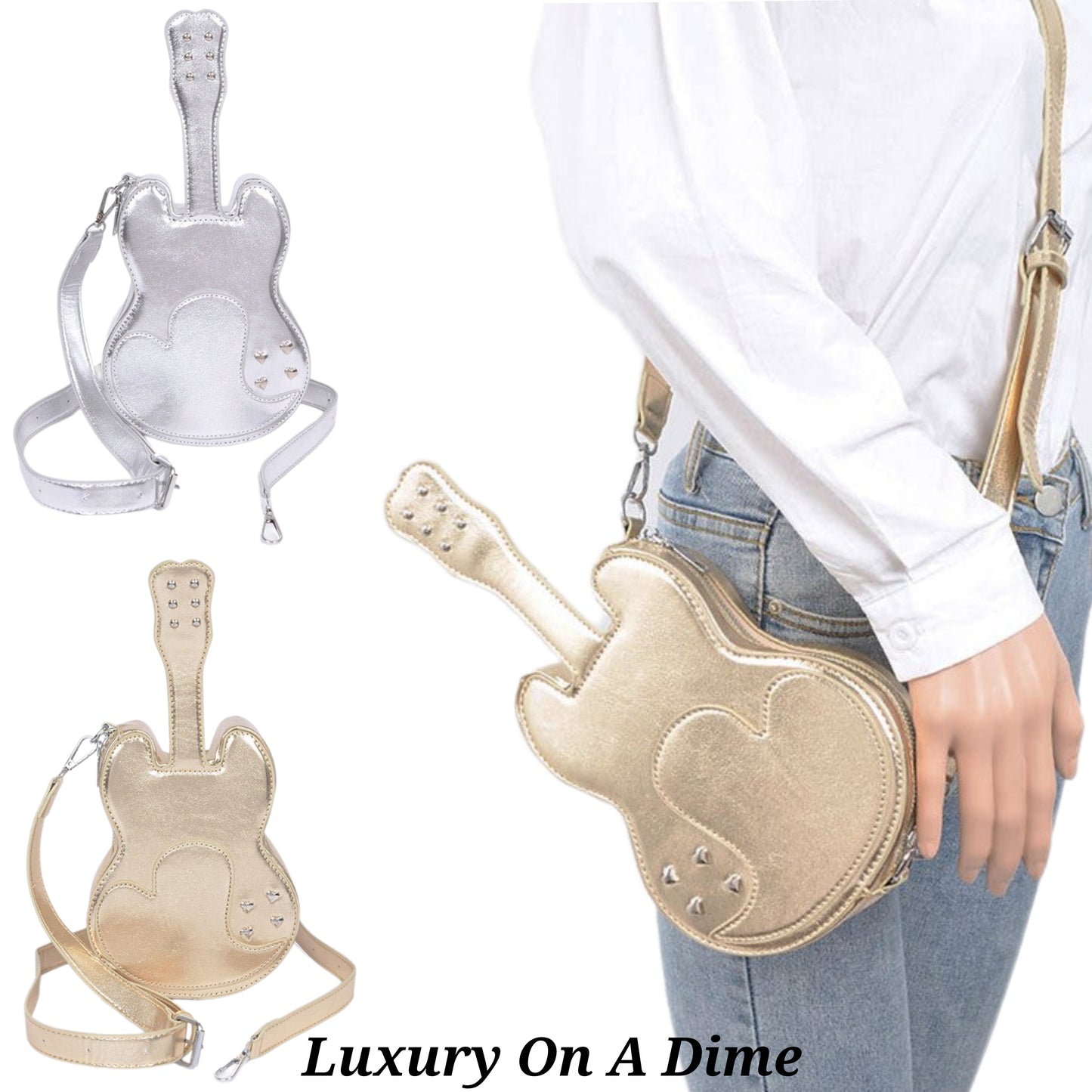 Country Western 3D Guitar Convertible Purse Crossbody Shoulder Novelty Bag Clutch