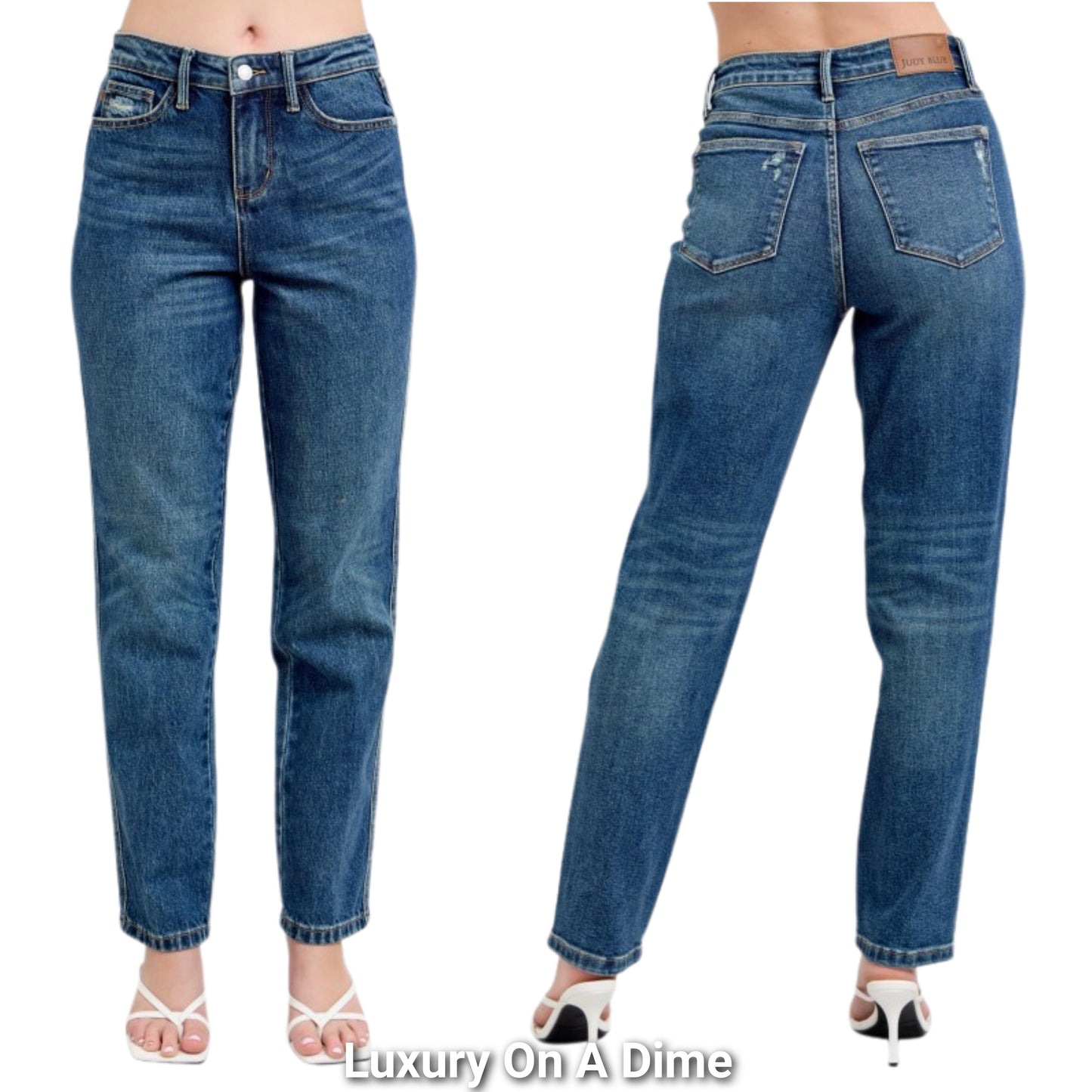 Judy Blue Rigid Magic High-Rise Tummy Jeans Straight Leg Relaxed Denim Pants Plus Size Available