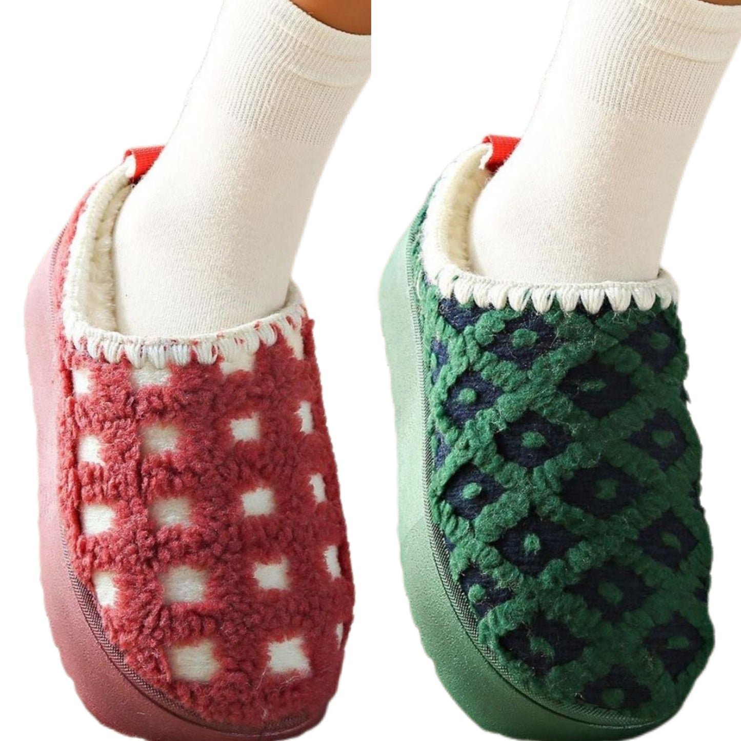 Faux fur Platform Plush Sherpa Slippers Embroidered Slip-on Winter Boho Shoes