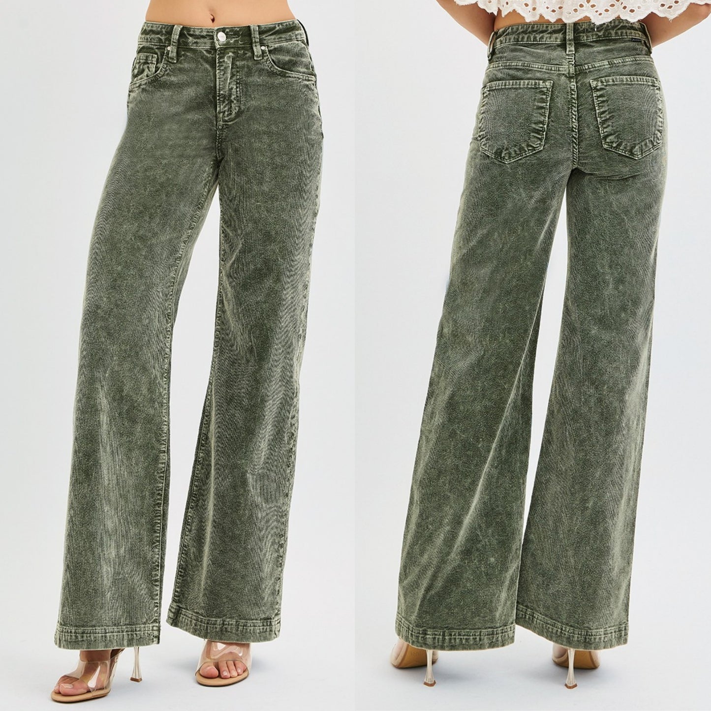 RISEN High-Rise Waist Pants Relaxed Corduroy Boyfriend Baggy Wide Leg Denim Jeans Plus Size Available