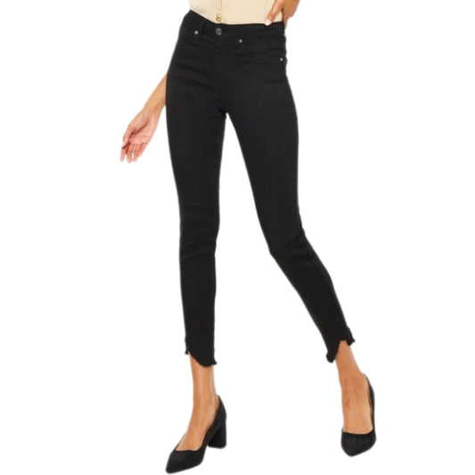 KanCan Skinny High-Rise Ankle Slim Fit Pants Denim Frayed Shark-Bite Hem Jeans