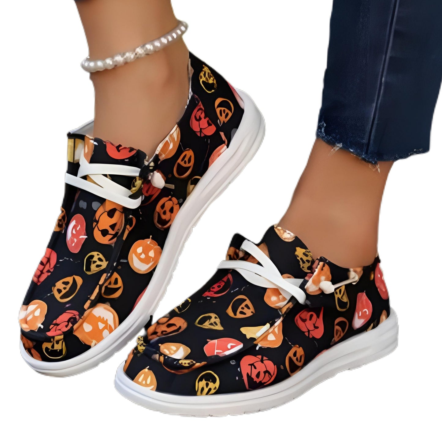 Pumpkin Jack-o-Lantern Shoes Halloween Fun Fall Loafers Canvas Slip-on Sneakers