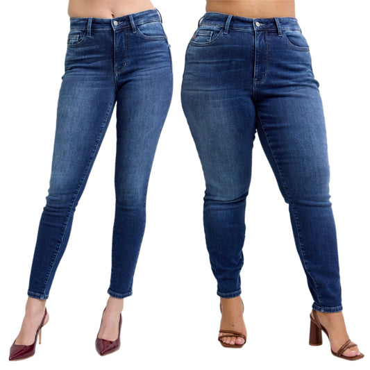 Judy Blue Thermal High-Rise Skinny Leg Winter Retro Denim Pants Slim Fit Jeans Plus Size Available