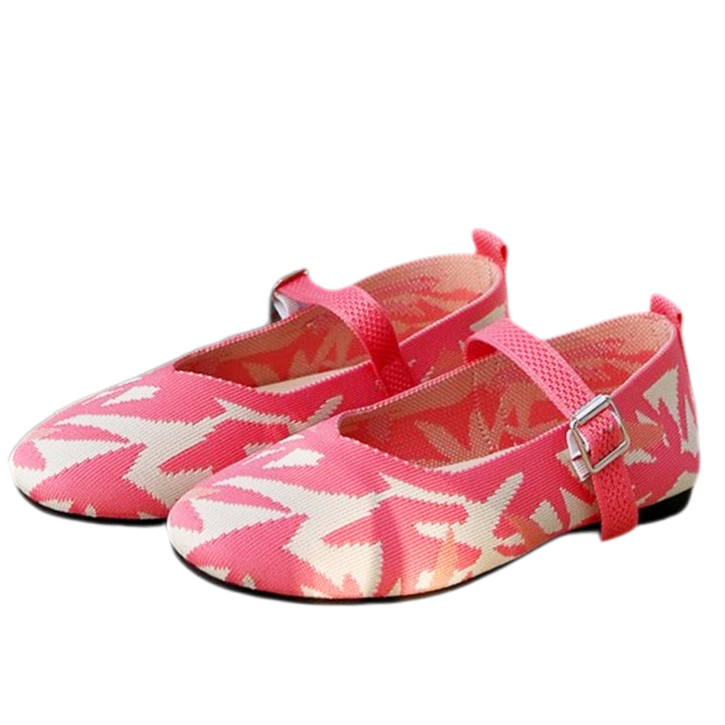 Mary Jane Flats Round Toe Mesh Slip-On Adjustable Buckle Color Contrast Shoes