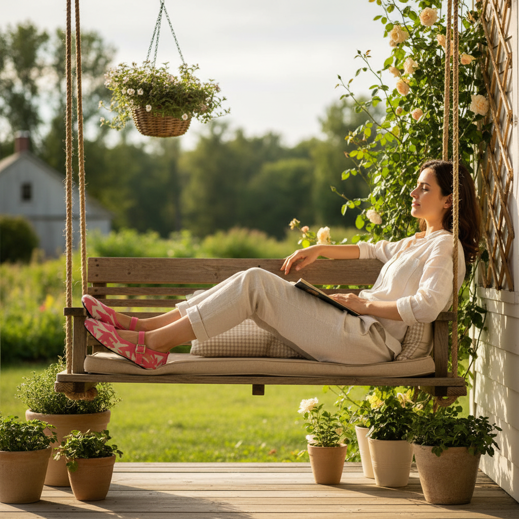 Mary Jane Flats Round Toe Mesh Slip-On Adjustable Buckle Color Contrast Shoes