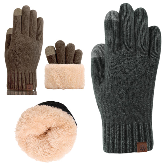 Insulated Touchscreen Plush Sherpa Lined Knit Gloves Winter Outdoor Men Women Accessories