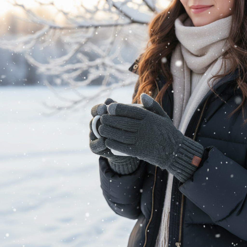 Insulated Touchscreen Plush Sherpa Lined Knit Gloves Winter Outdoor Men Women Accessories