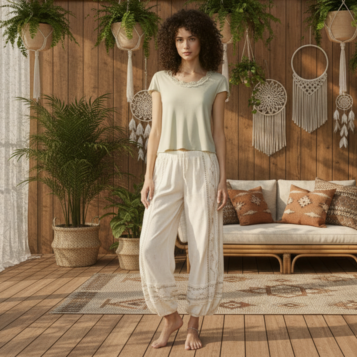 POL Lace Trim Round Neck Shirt Short Sleeve Ribbed Lightweight Boho Crop Top Tea Green